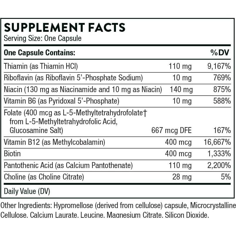 Suplemento Complejo B Thorne - 60 Cápsulas - Energía y Salud