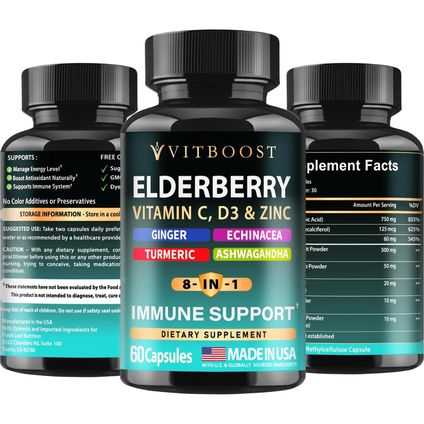 Suplemento Inmunológico Saúco Fresh Leaf 60 Cápsulas