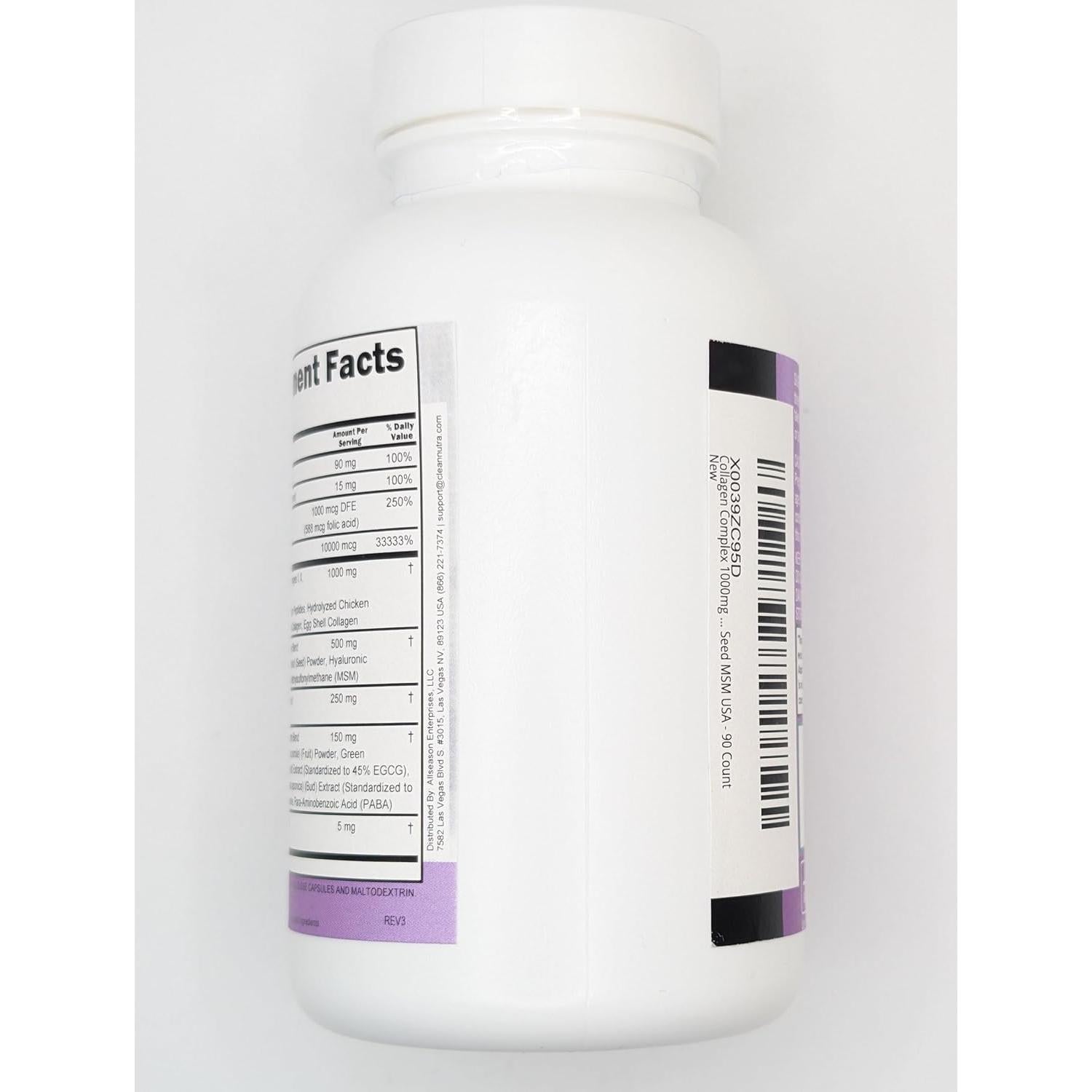 Píldoras de Colágeno Clean Nutraceuticals 1000mg 90 Cápsulas