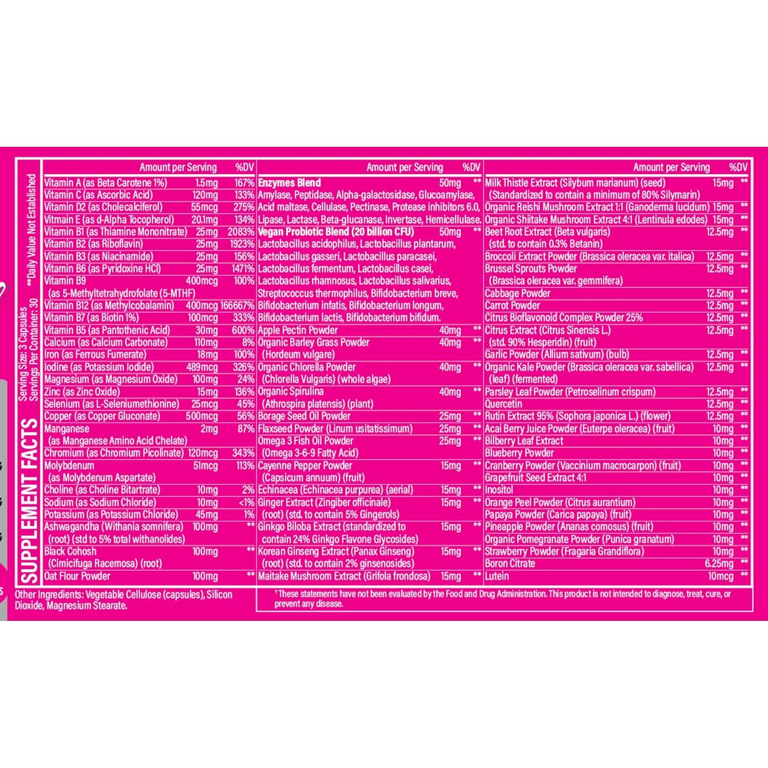 Multivitamina Vegana para Mujeres Whole Nature - 90 Cápsulas