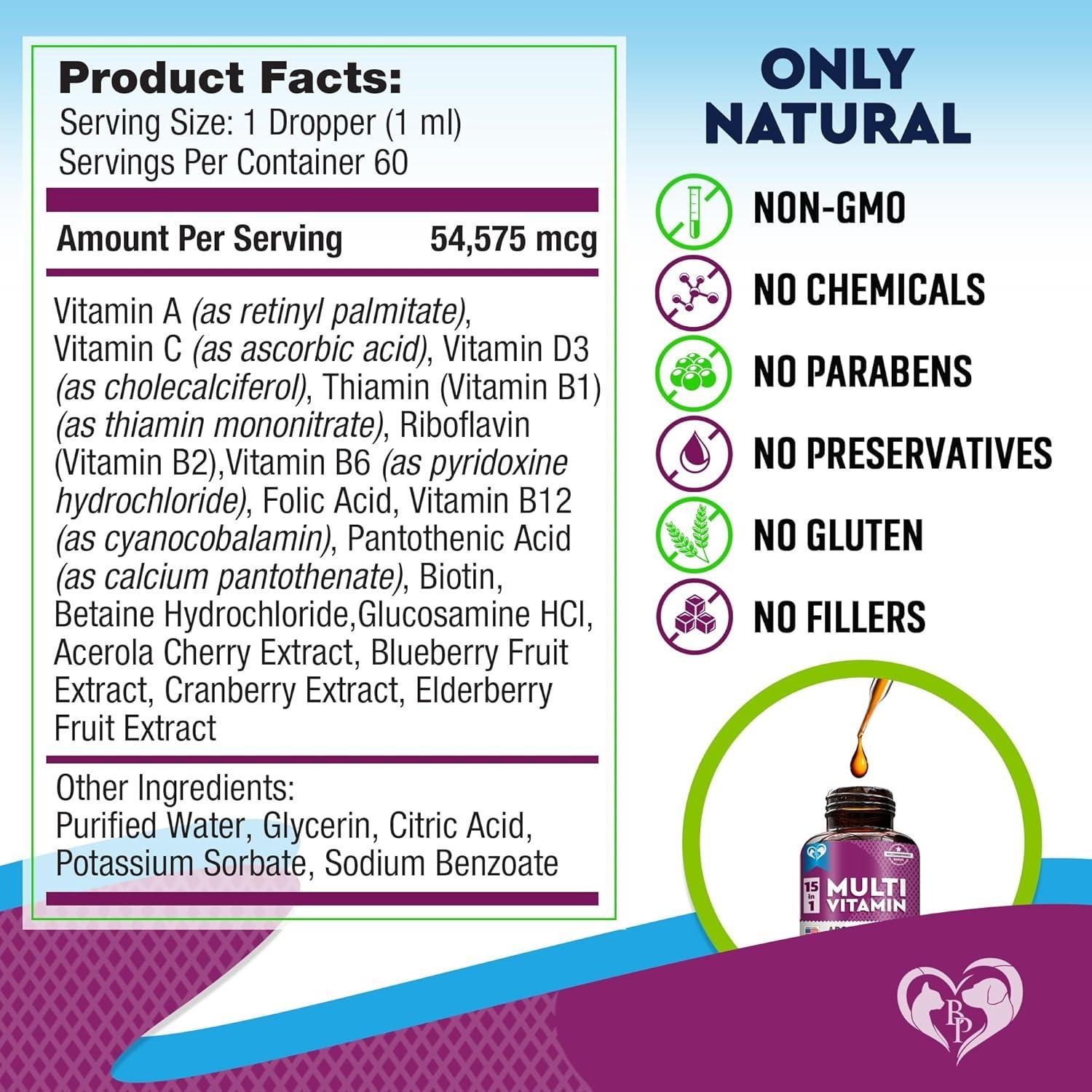 Multivitamina líquida 15 en 1 para perros y gatos 60 ml