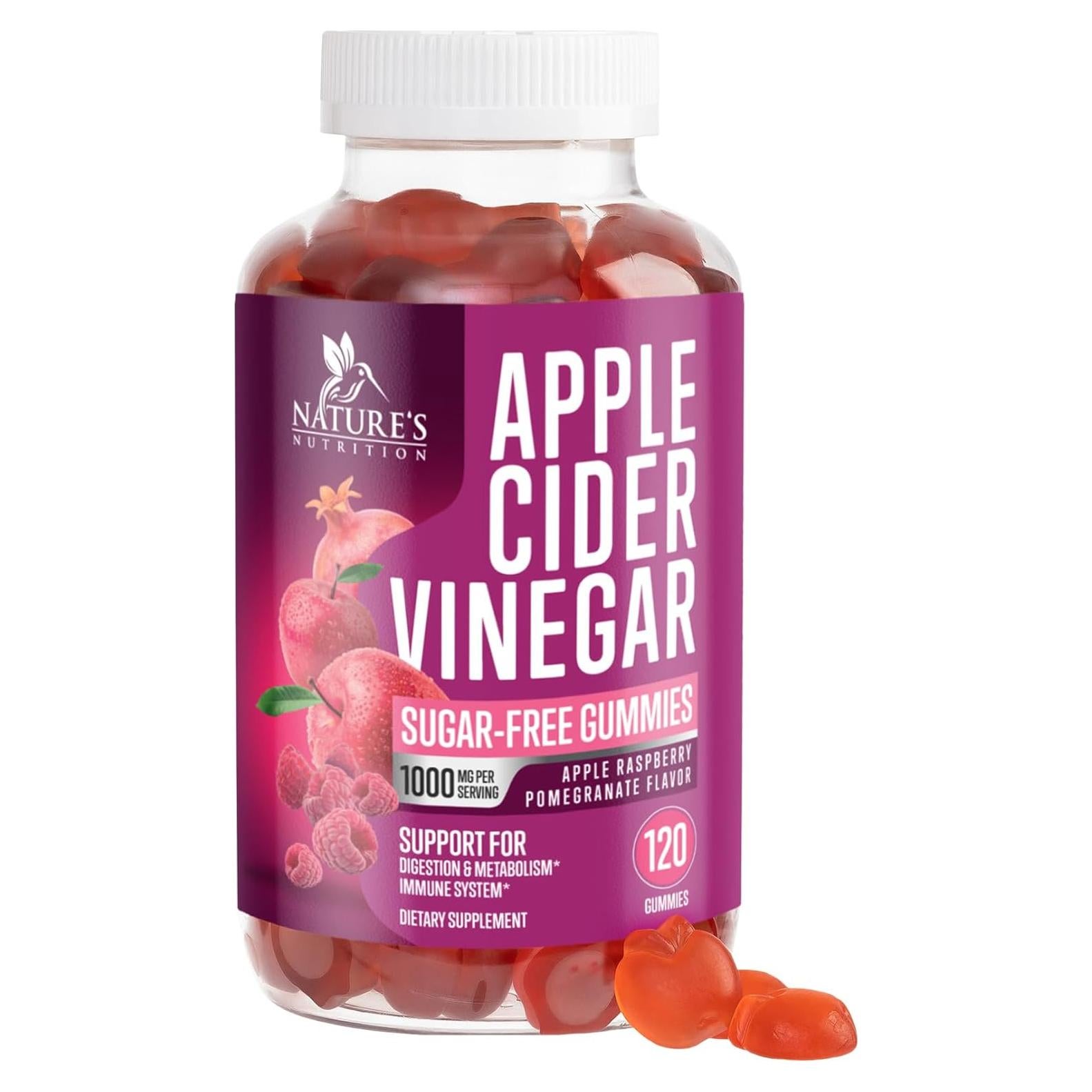 Gomitas de Vinagre de Sidra de Manzana Nature's Nutrition 1000mg - 120 Unidades