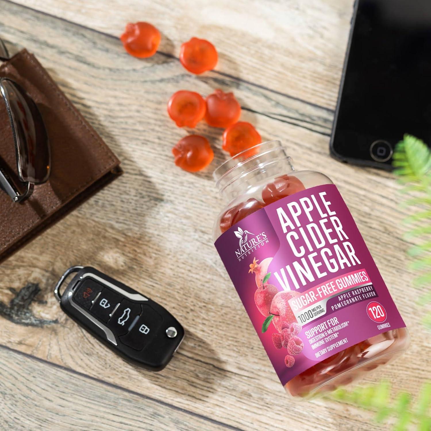 Gomitas de Vinagre de Sidra de Manzana Nature's Nutrition 1000mg - 120 Unidades