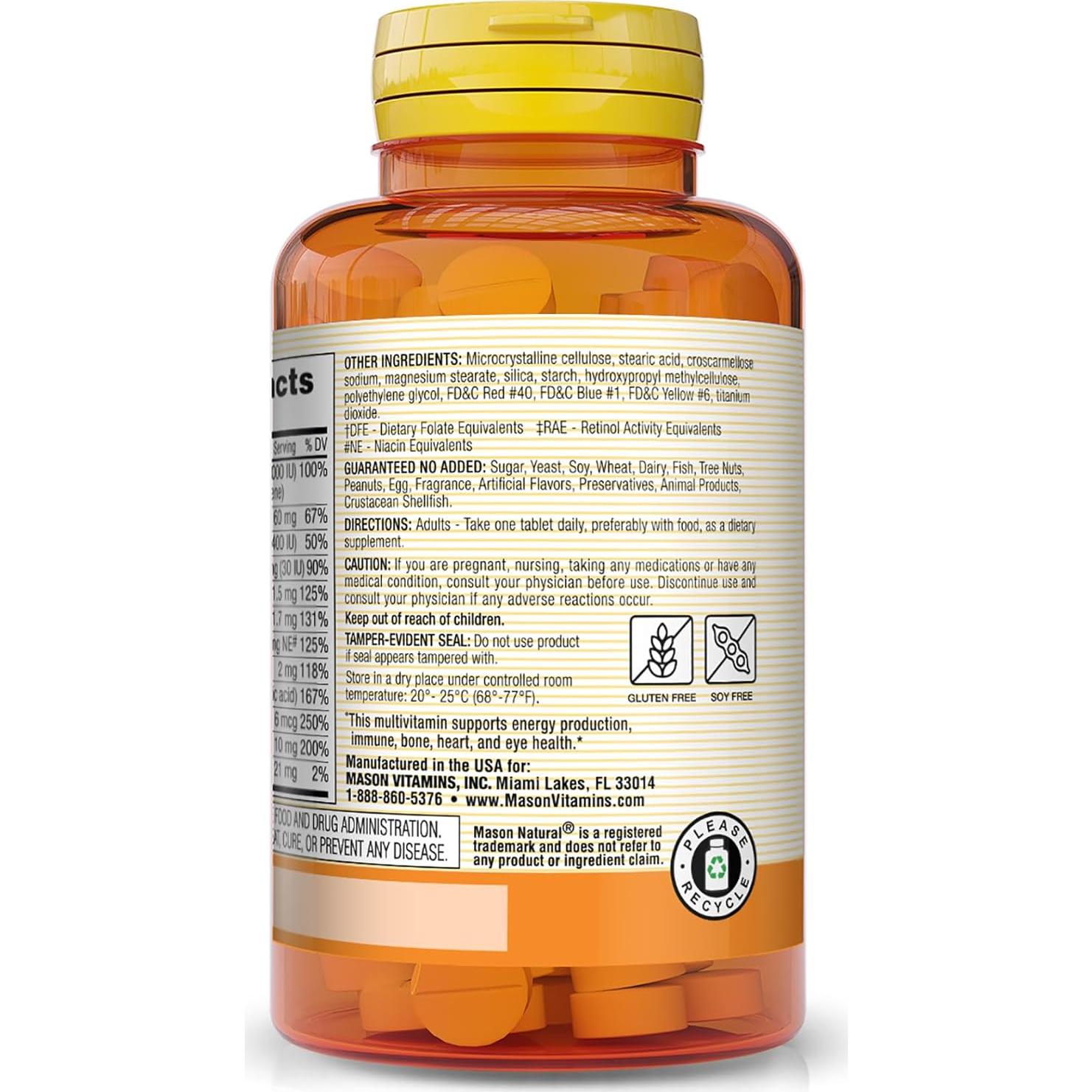 Multivitaminas Mini Mason Natural 365 Tabletas A, C, D3, E, B1, B2, B3, B6, B12, Folato y Calcio