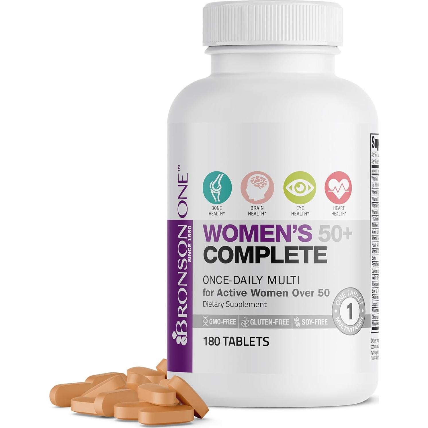 Multivitamínico Bronson ONE Daily para Mujeres 50+, 180 Tabletas