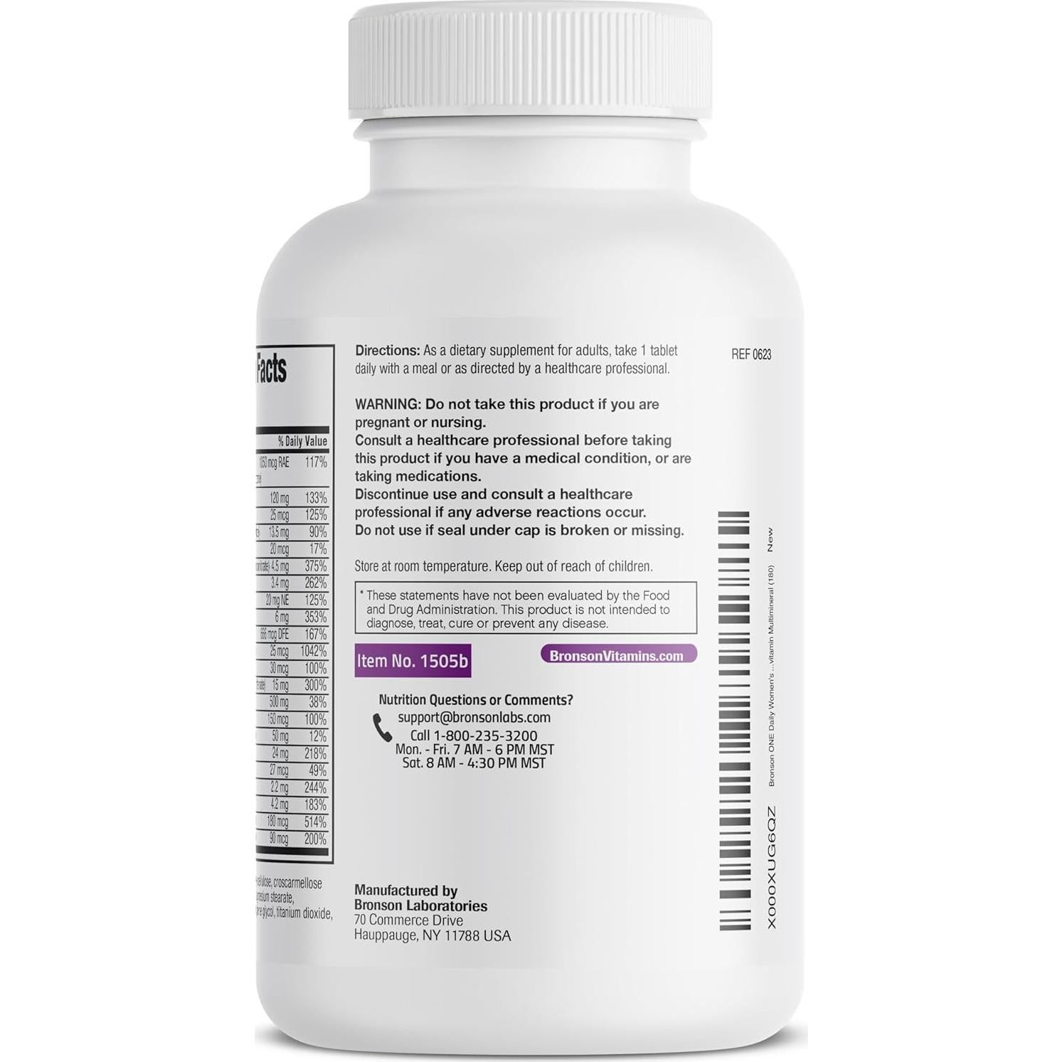 Multivitamínico Bronson ONE Daily para Mujeres 50+, 180 Tabletas