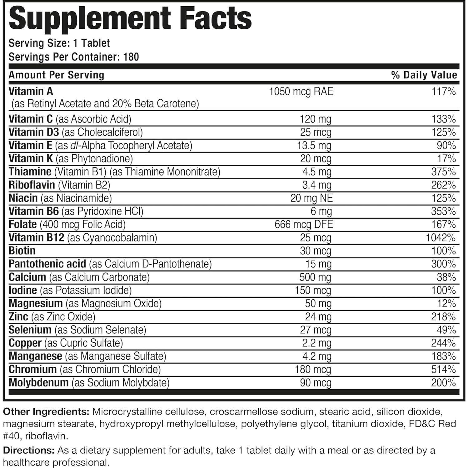 Multivitamínico Bronson ONE Daily para Mujeres 50+, 180 Tabletas
