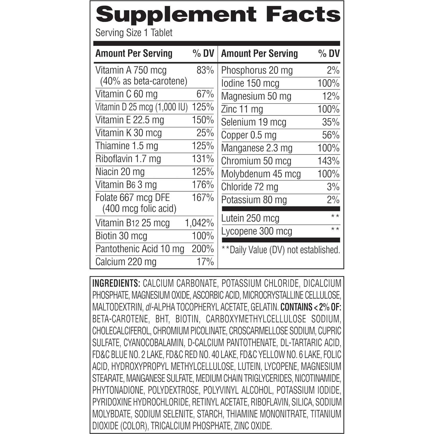Multivitamina Completa Adultos 50+ Equate 400 Tabletas