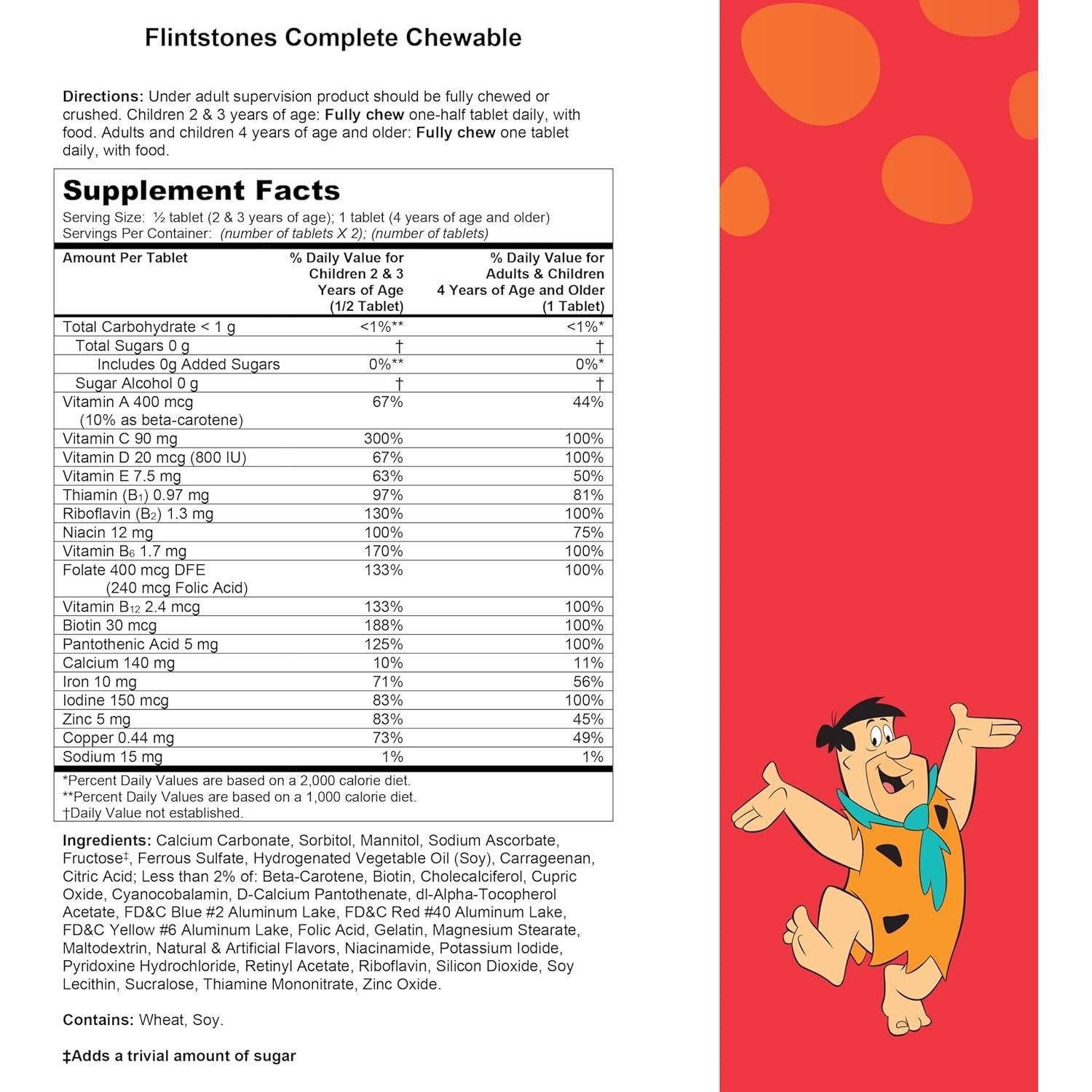 Vitaminas Masticables Flintstones 180ct para Niños con Hierro y Calcio
