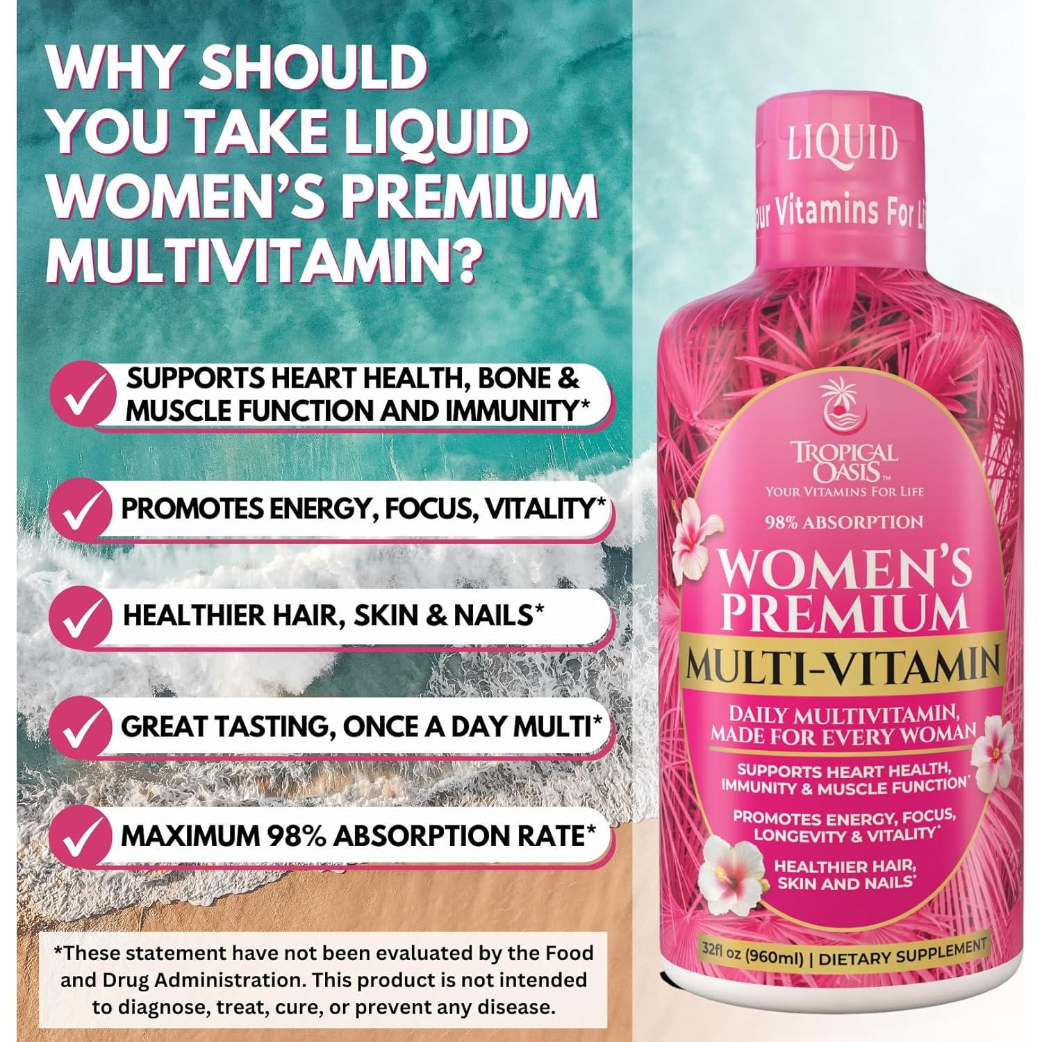 Multivitamina Líquida Premium Tropical Oasis para Mujeres 32 Oz