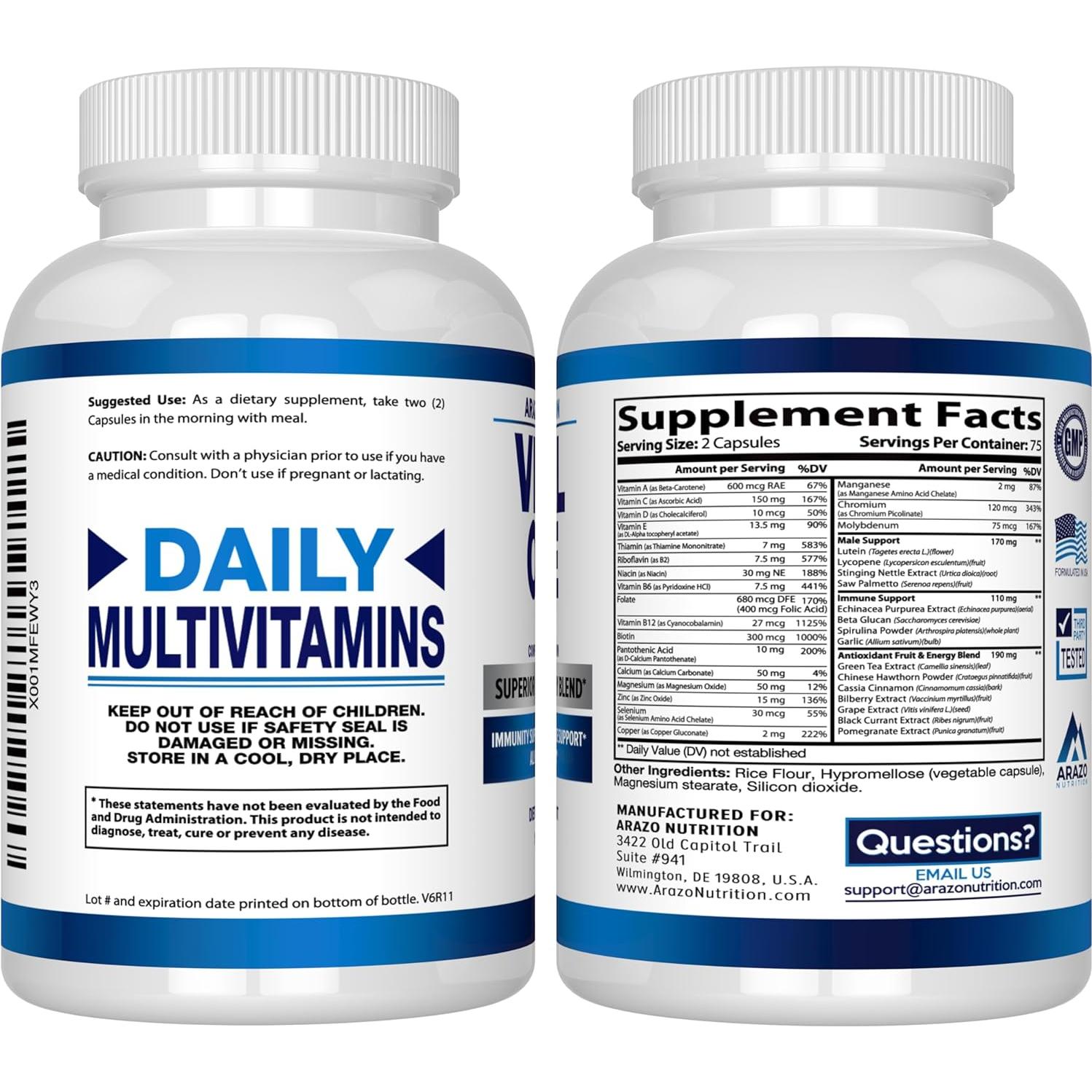 Multivitamínico para Hombres Arazo Nutrition Vital One 150 Vegano