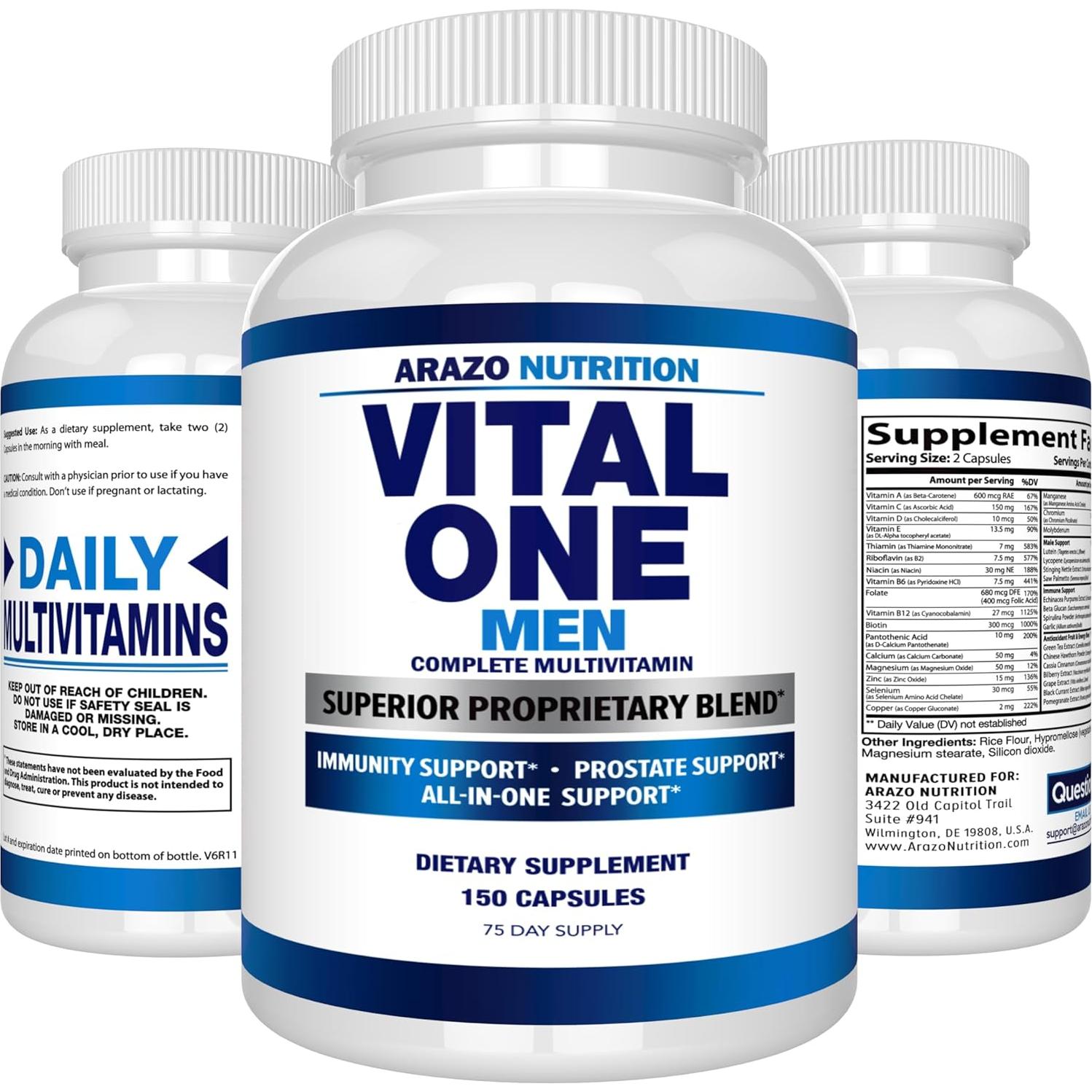Multivitamínico para Hombres Arazo Nutrition Vital One 150 Vegano