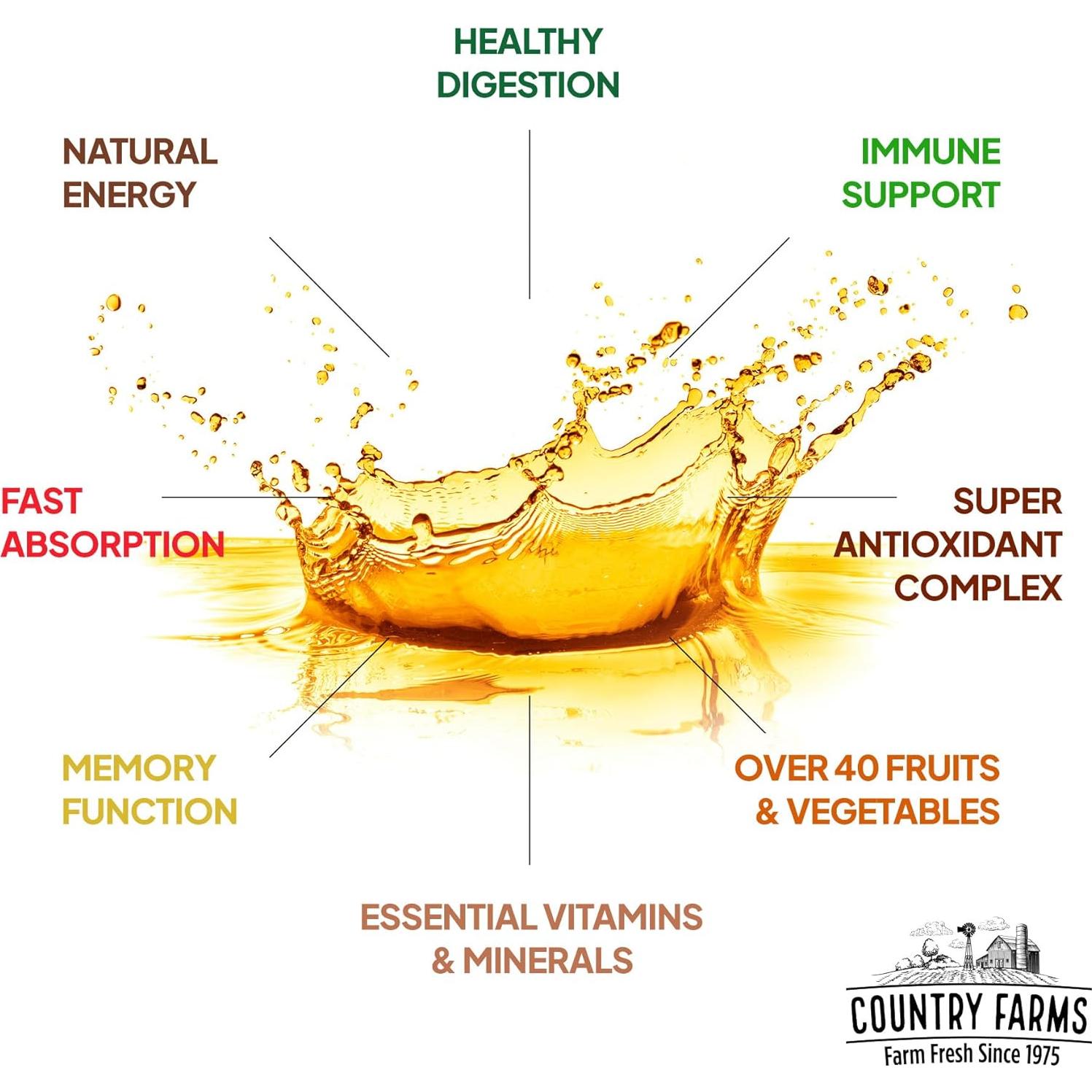 Multivitamínico Líquido Country Farms 946ml Vegano Sabor Fruta Tropical