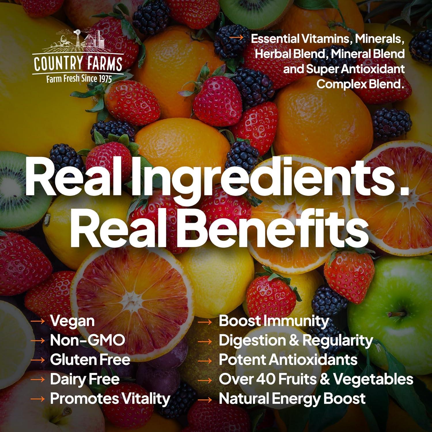 Multivitamínico Líquido Country Farms 946ml Vegano Sabor Fruta Tropical