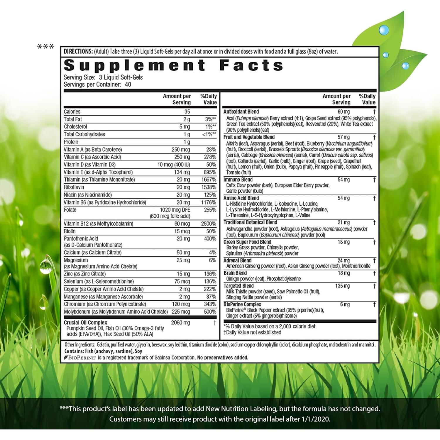 Irwin Naturals Multi Líquido-Gel Verde Hombre - 70 Nutrientes 120 Gelatinas