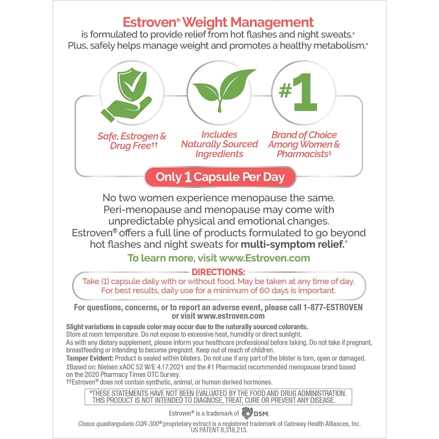 Estroven Manejo de Peso Menopausia 30 Tabletas Sin Gluten