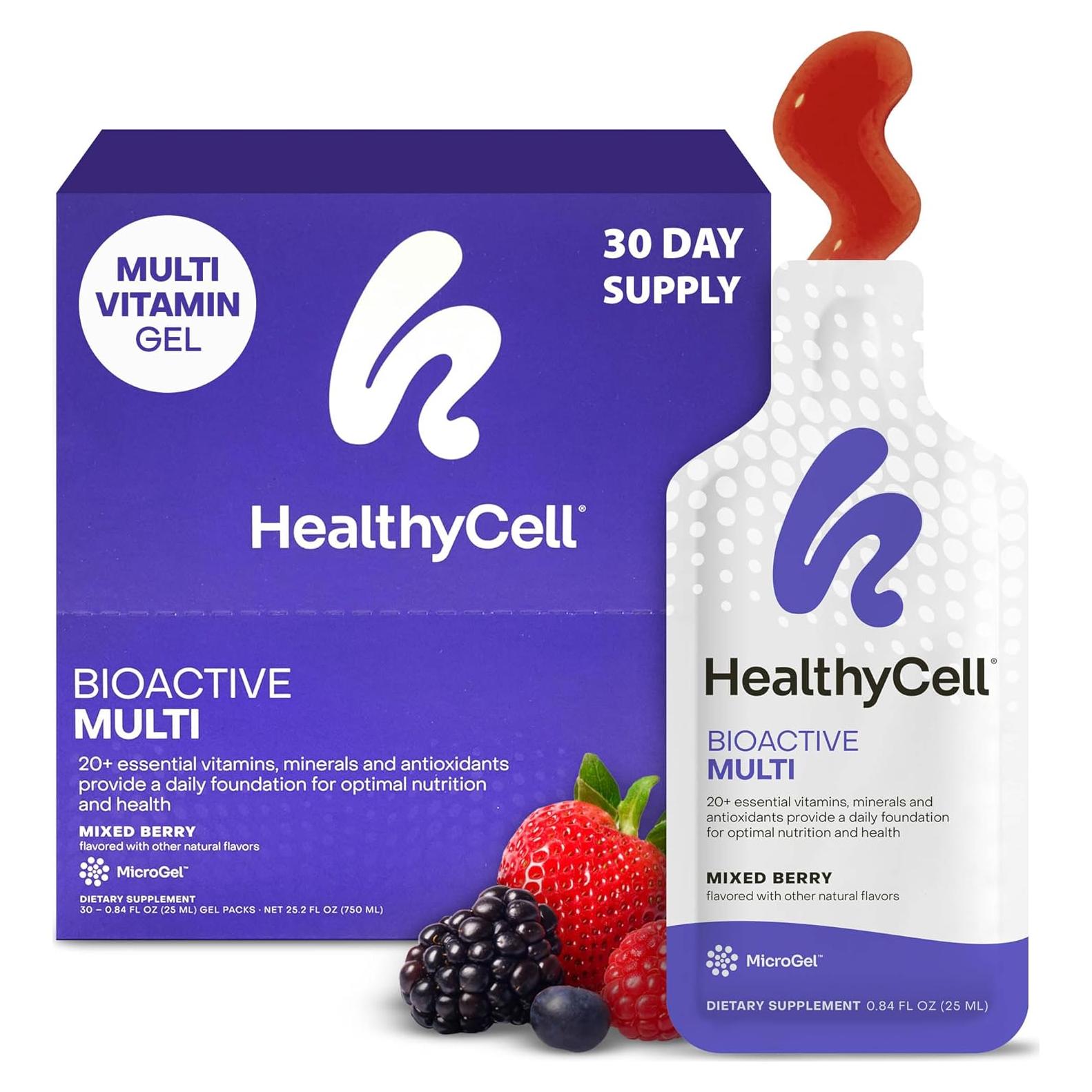 Multivitamina Líquida Bioactiva Healthycell 30 Paquetes Gel 20+ Vitaminas