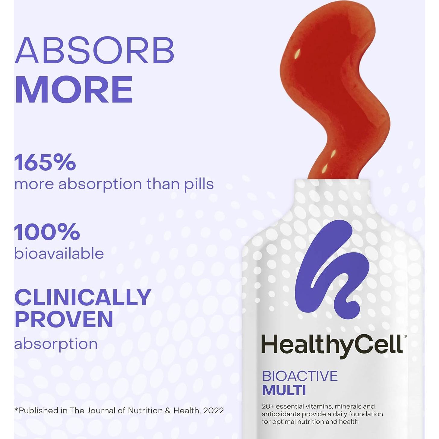 Multivitamina Líquida Bioactiva Healthycell 30 Paquetes Gel 20+ Vitaminas