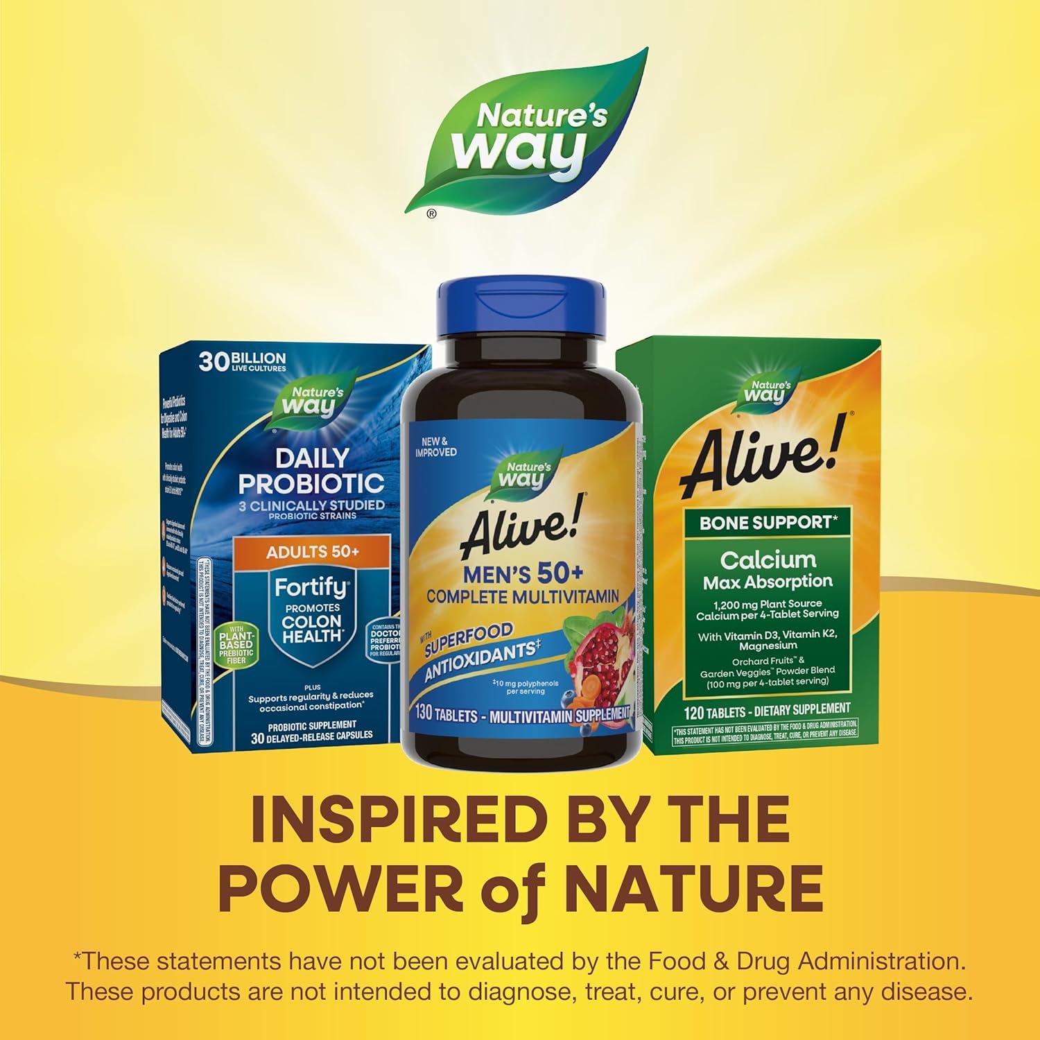 Multivitamínico Completo Nature's Way Alive! Hombres 50+ 130 Tabletas