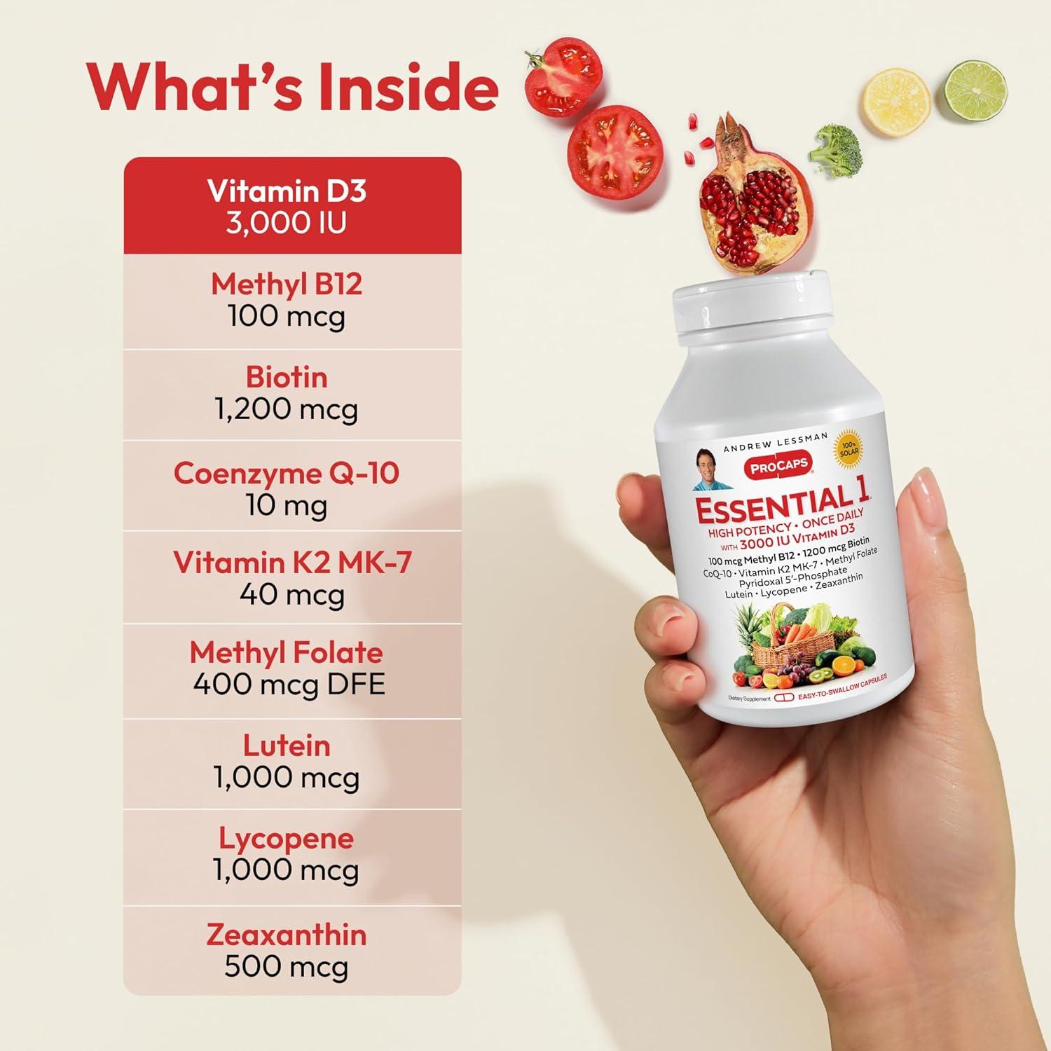 Multivitamina Andrew Lessman Essential-1 60 Cápsulas 3000 IU D3