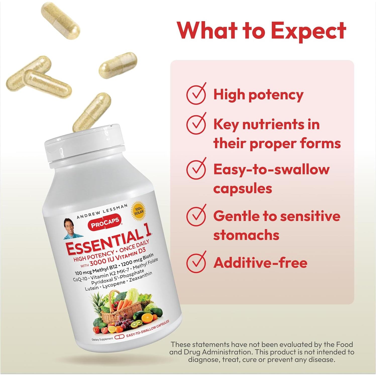 Multivitamina Andrew Lessman Essential-1 60 Cápsulas 3000 IU D3