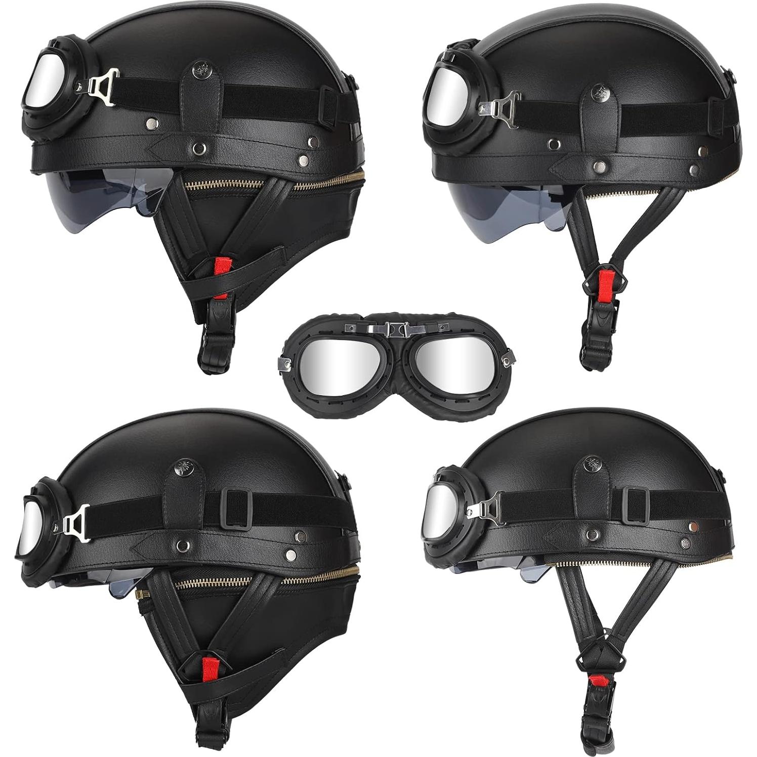 Casco de motocicleta Senhill estilo alemán con gafas