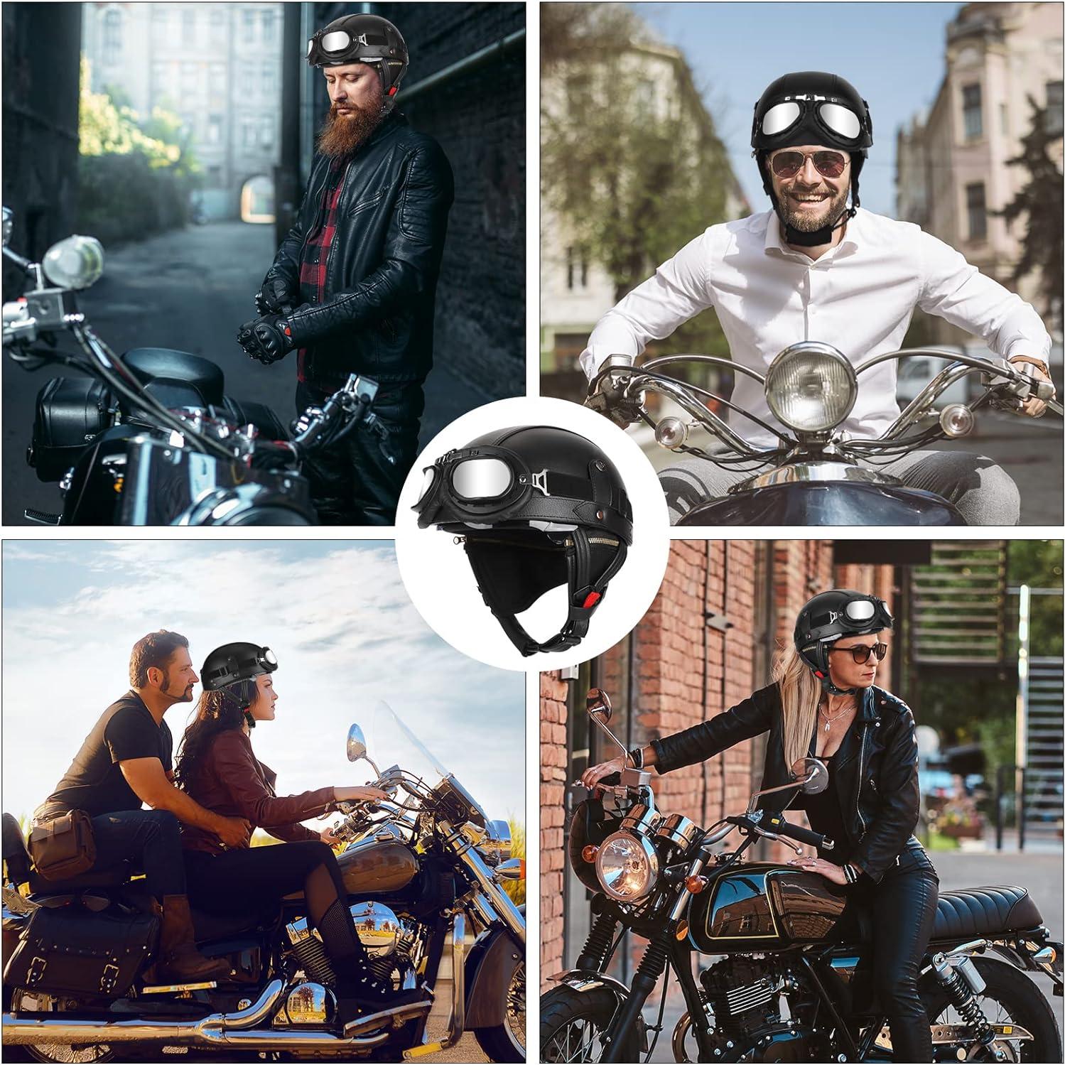 Casco de motocicleta Senhill estilo alemán con gafas