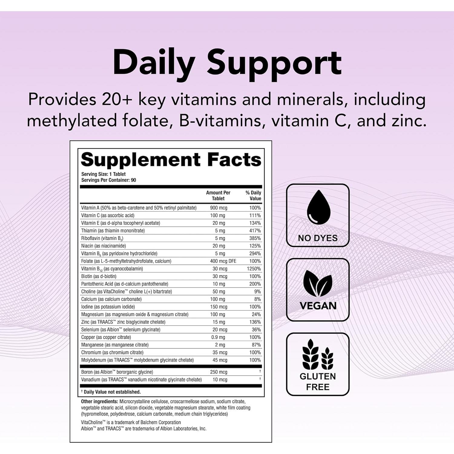 Suplemento Multivitamínico Theralogix Companion 90 Tabletas Sin Hierro