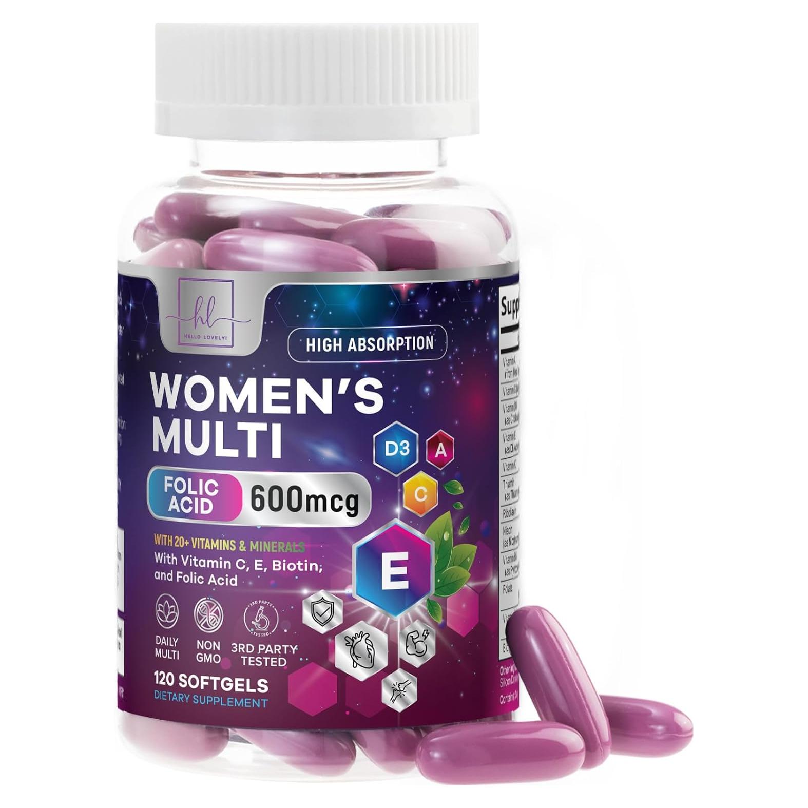 Multivitamina para Mujeres Hello Lovely 120 Gelatinas Blandas