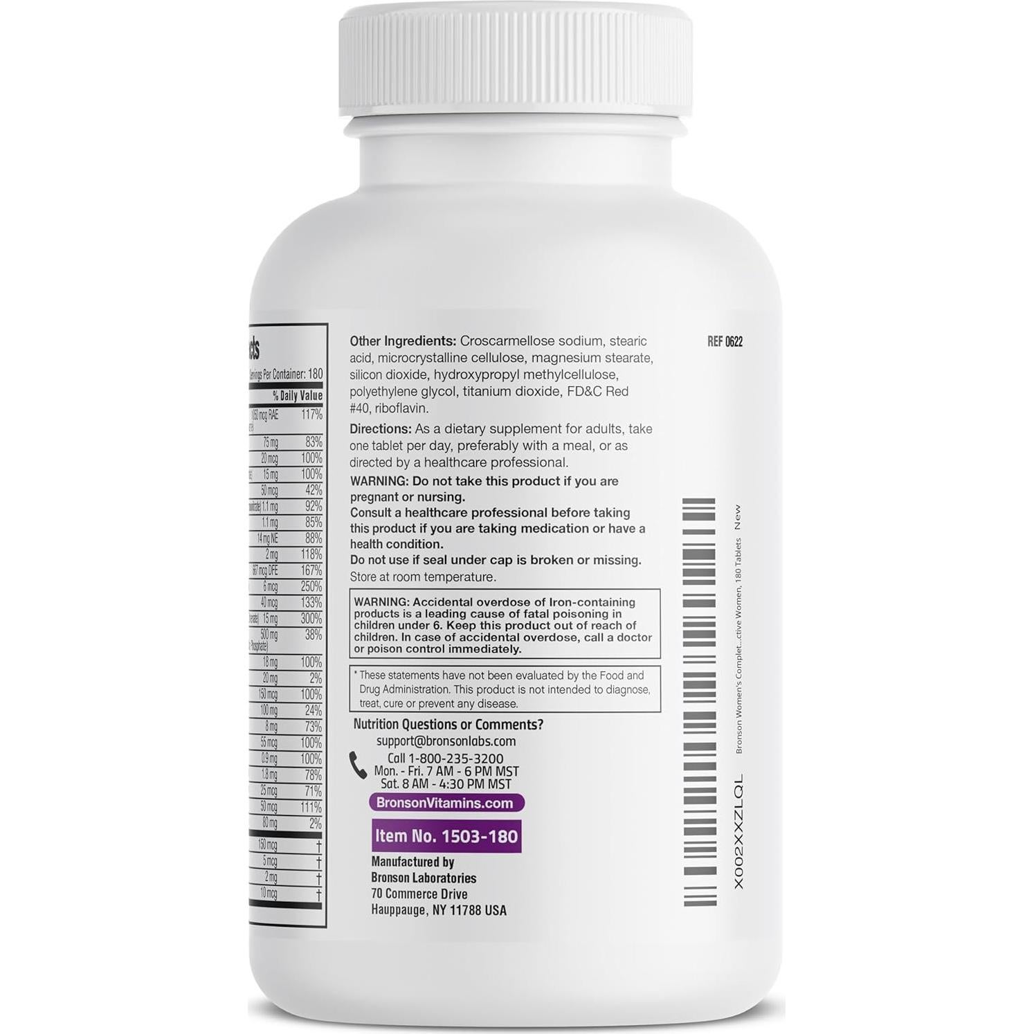 Multivitamínico Completo Diario Bronson para Mujeres 180 Tabletas