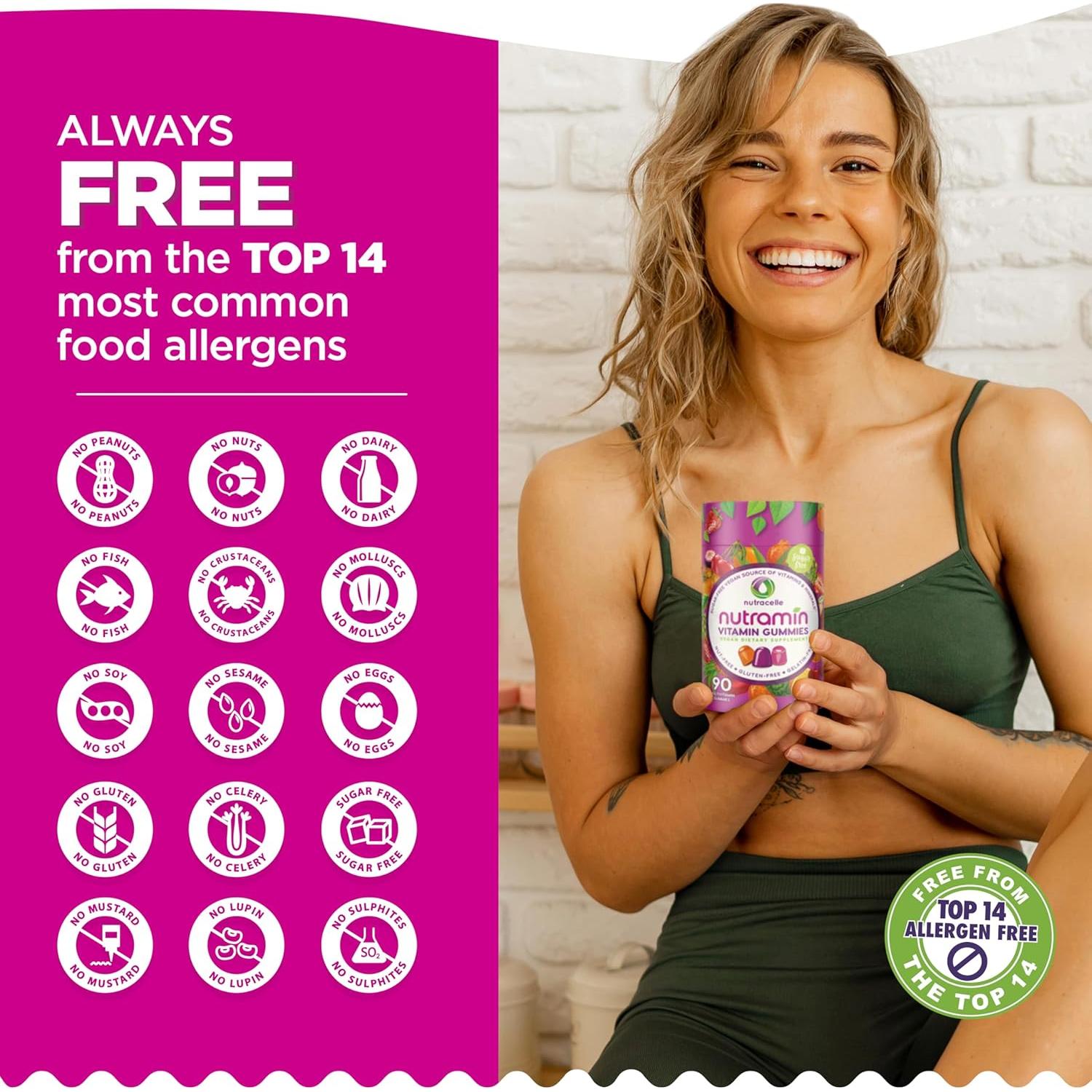 Gominolas Multivitamínicas Veganas Nutramin 90 Unidades Sin Azúcar