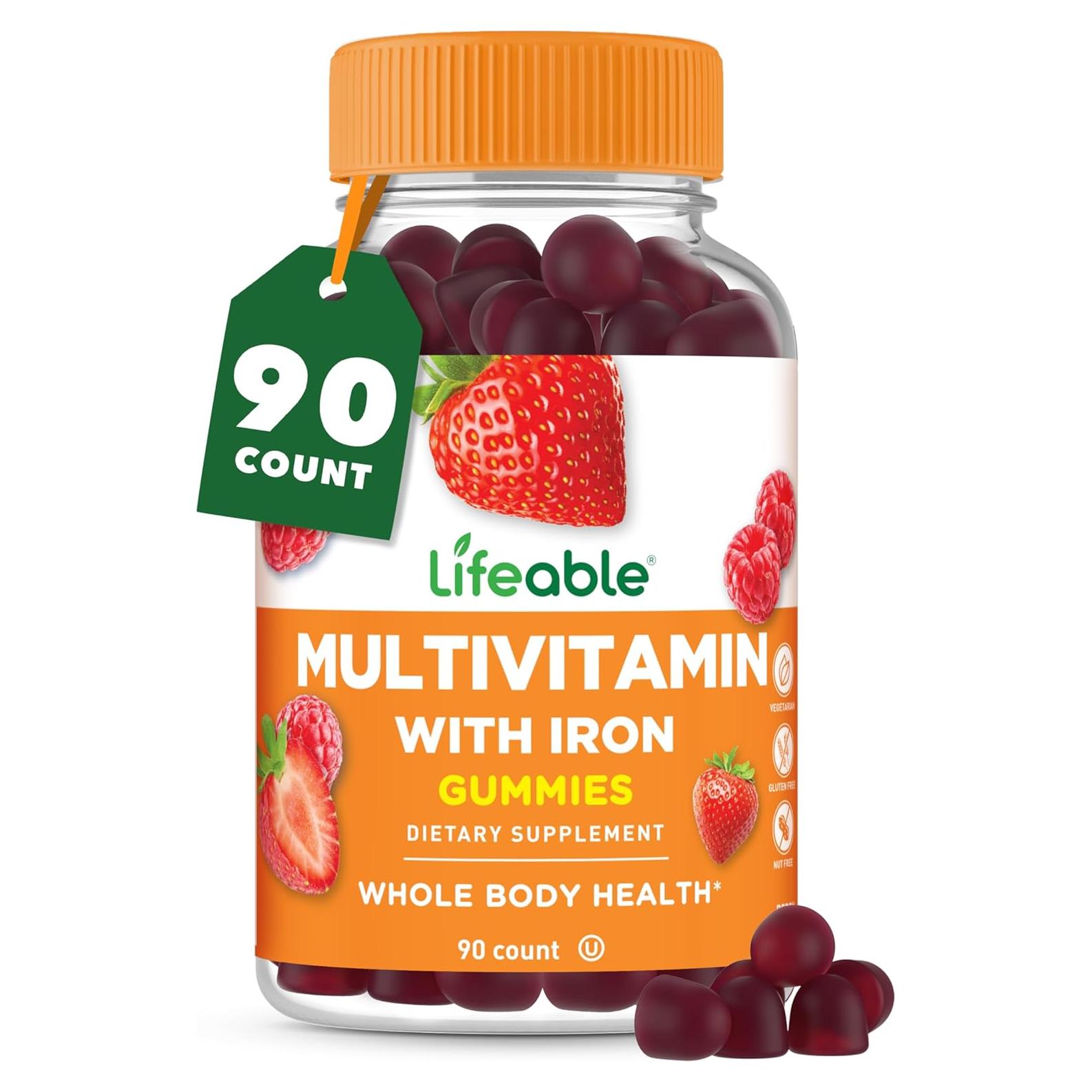 Multivitamina Lifeable con Hierro y 13 Vitaminas - 90 Gominolas