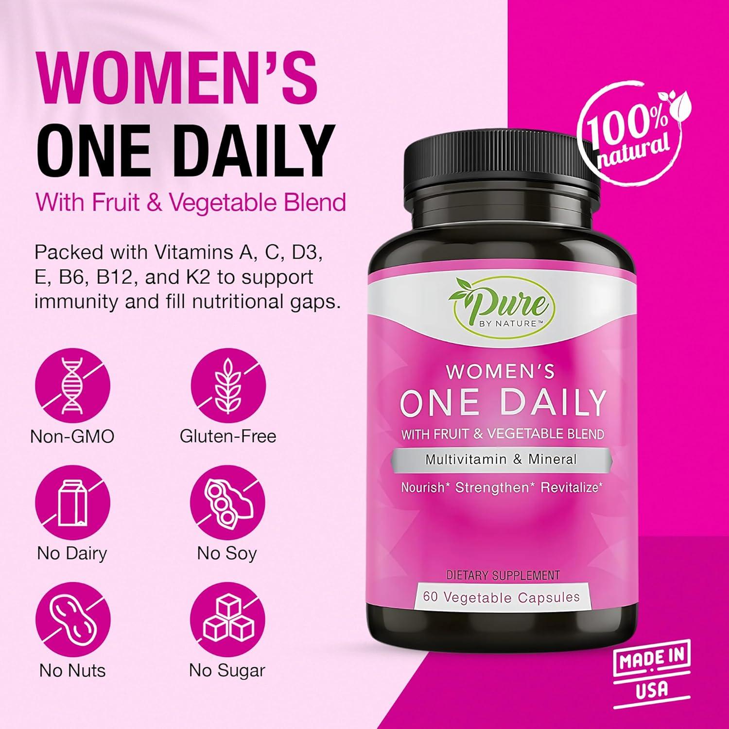 Multivitamina Diaria para Mujeres Pure By Nature 60 Cápsulas