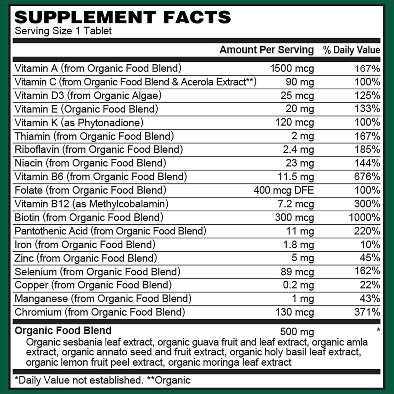 Multivitamina Orgánica para Hombres PlantFusion - 30 Tabletas