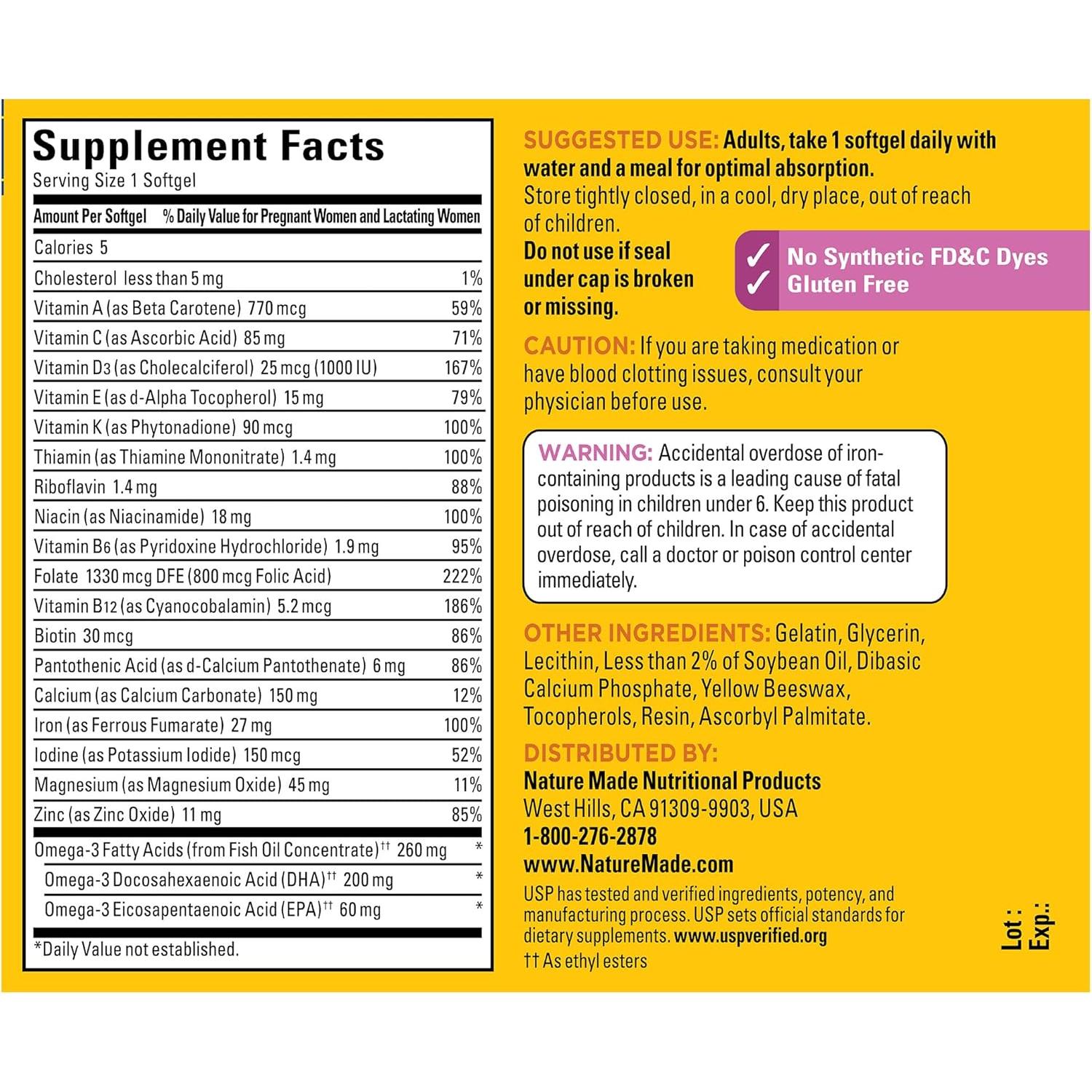 Nature Made Prenatal DHA + Ácido Fólico 60 Gelatinas Blandas