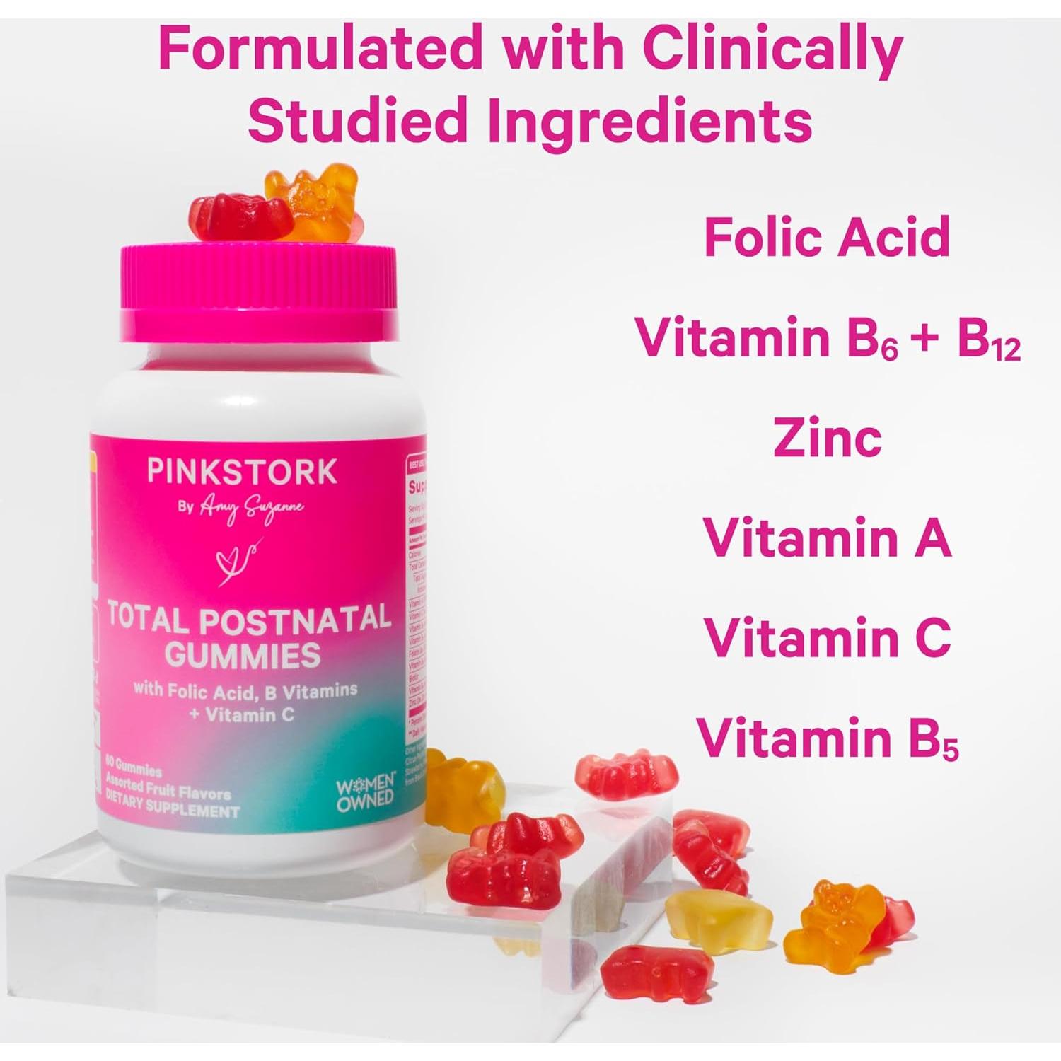 Gomitas Postnatales Pink Stork - Multivitamínico 60 Unidades