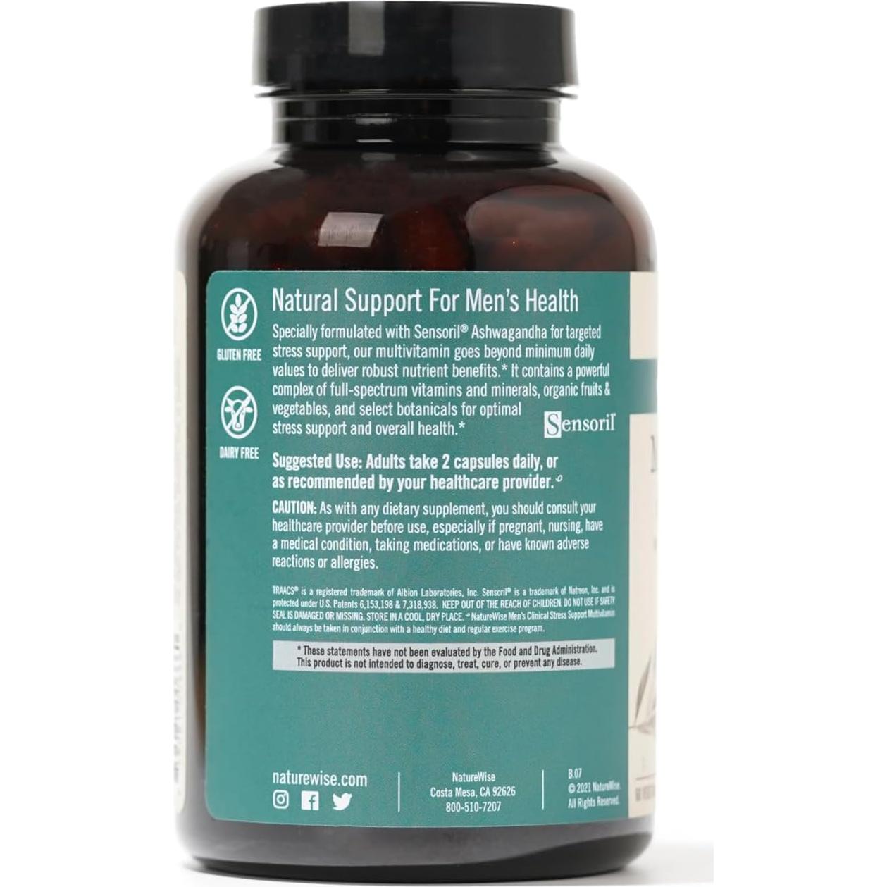 Multivitamina para Hombres NatureWise 60 Cápsulas - Salud y Estrés