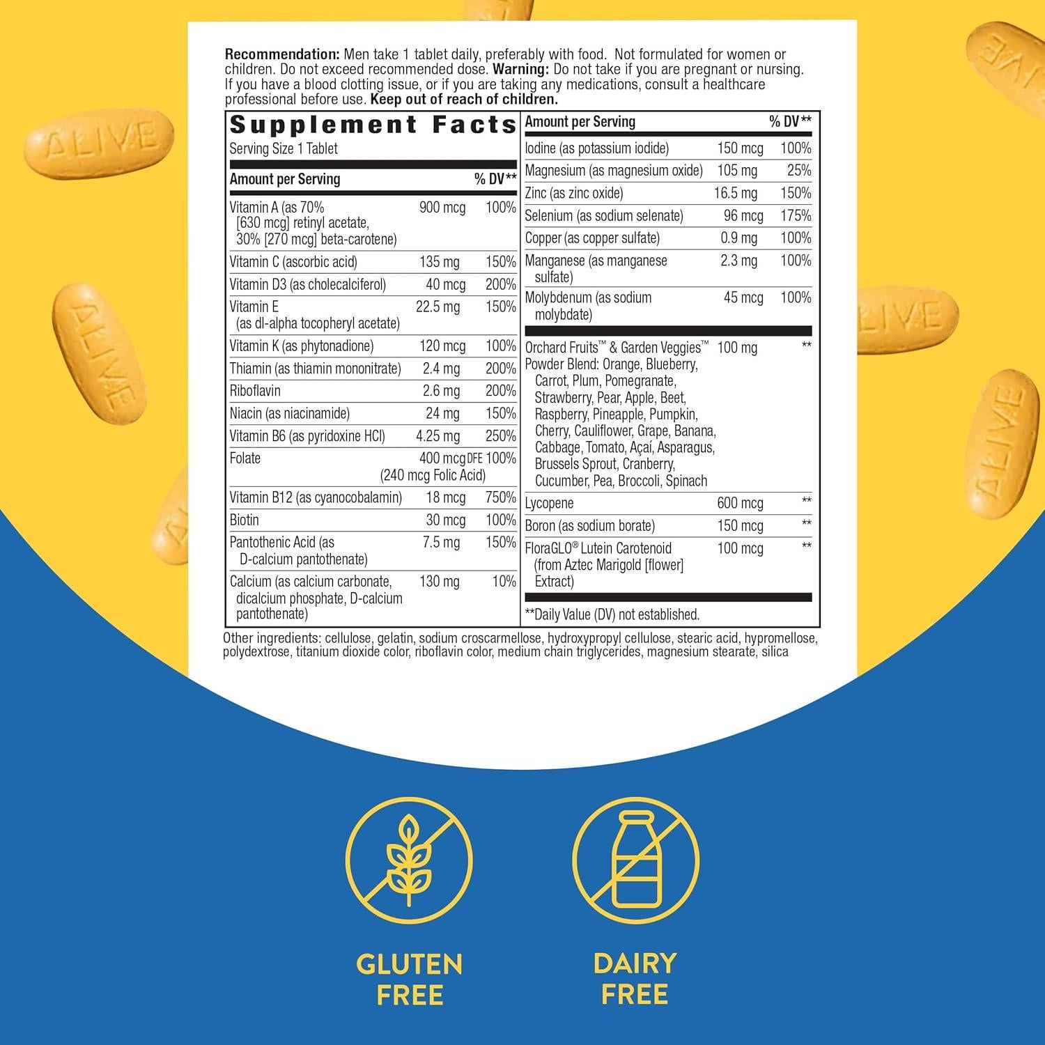 Multivitamina Completa para Hombres Nature's Way Alive! 130 Tabletas