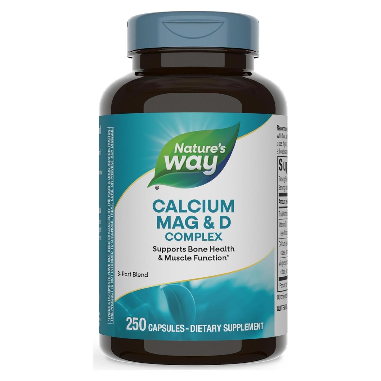 Complejo de Calcio, Magnesio y Vitamina D3 Nature's Way 250 Cápsulas