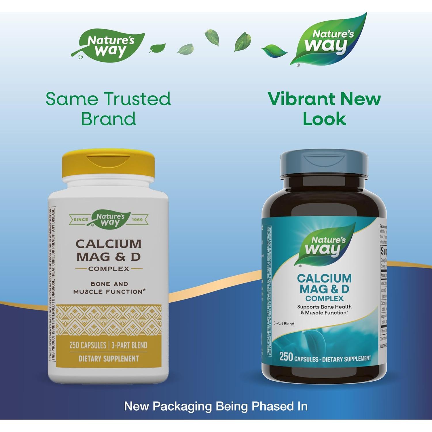 Complejo de Calcio, Magnesio y Vitamina D3 Nature's Way 250 Cápsulas