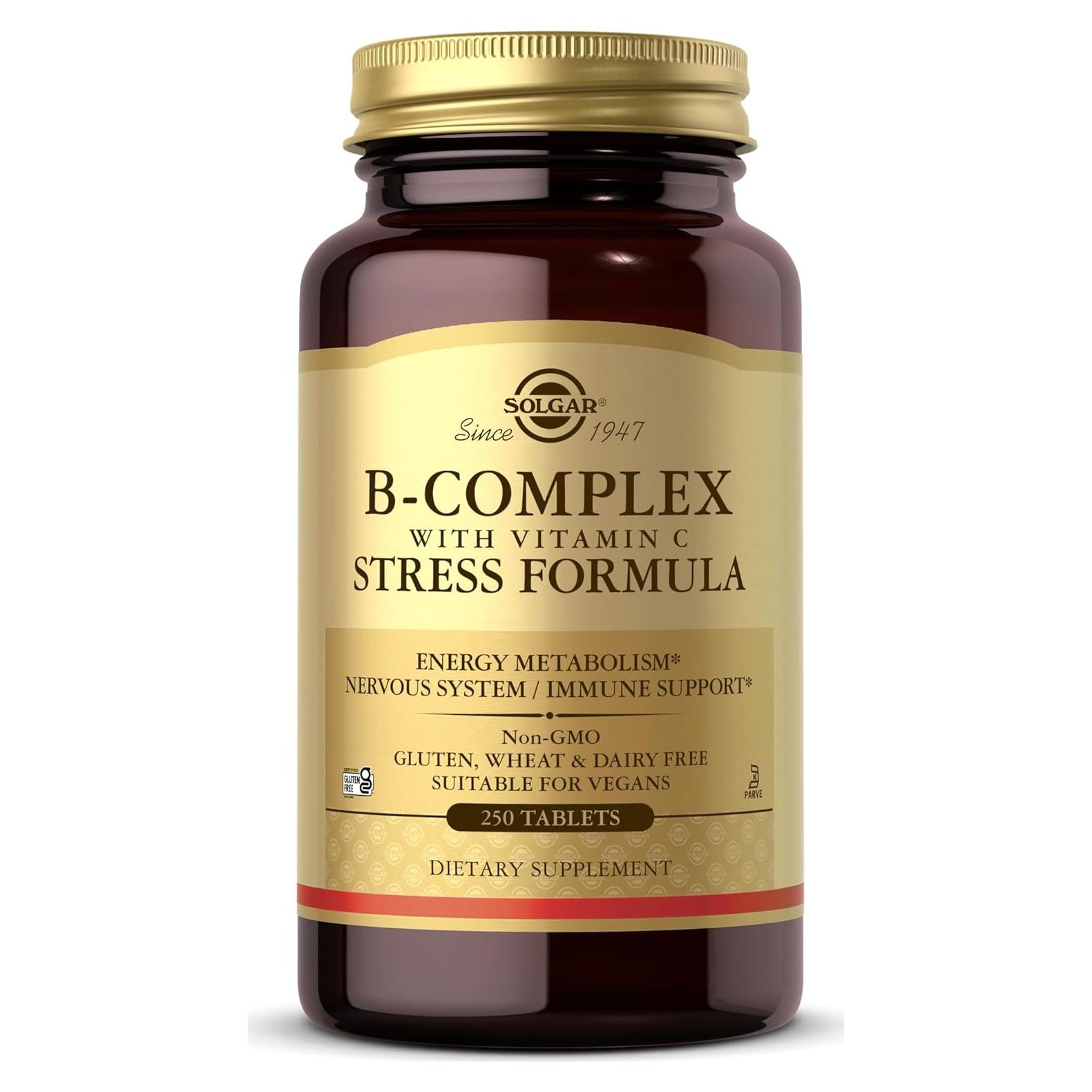 Solgar B-Complejo con Vitamina C 250 Tabletas - Energía y Estrés