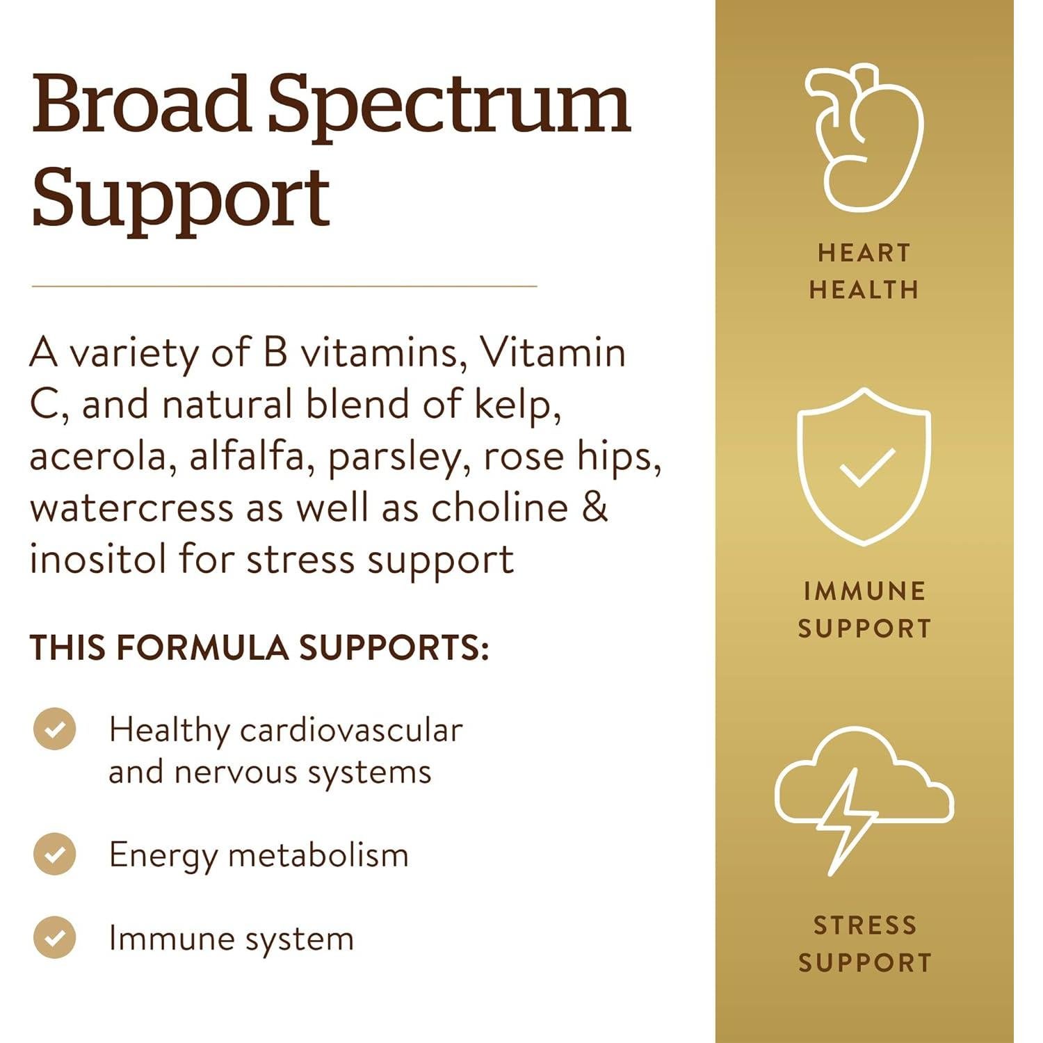 Solgar B-Complejo con Vitamina C 250 Tabletas - Energía y Estrés