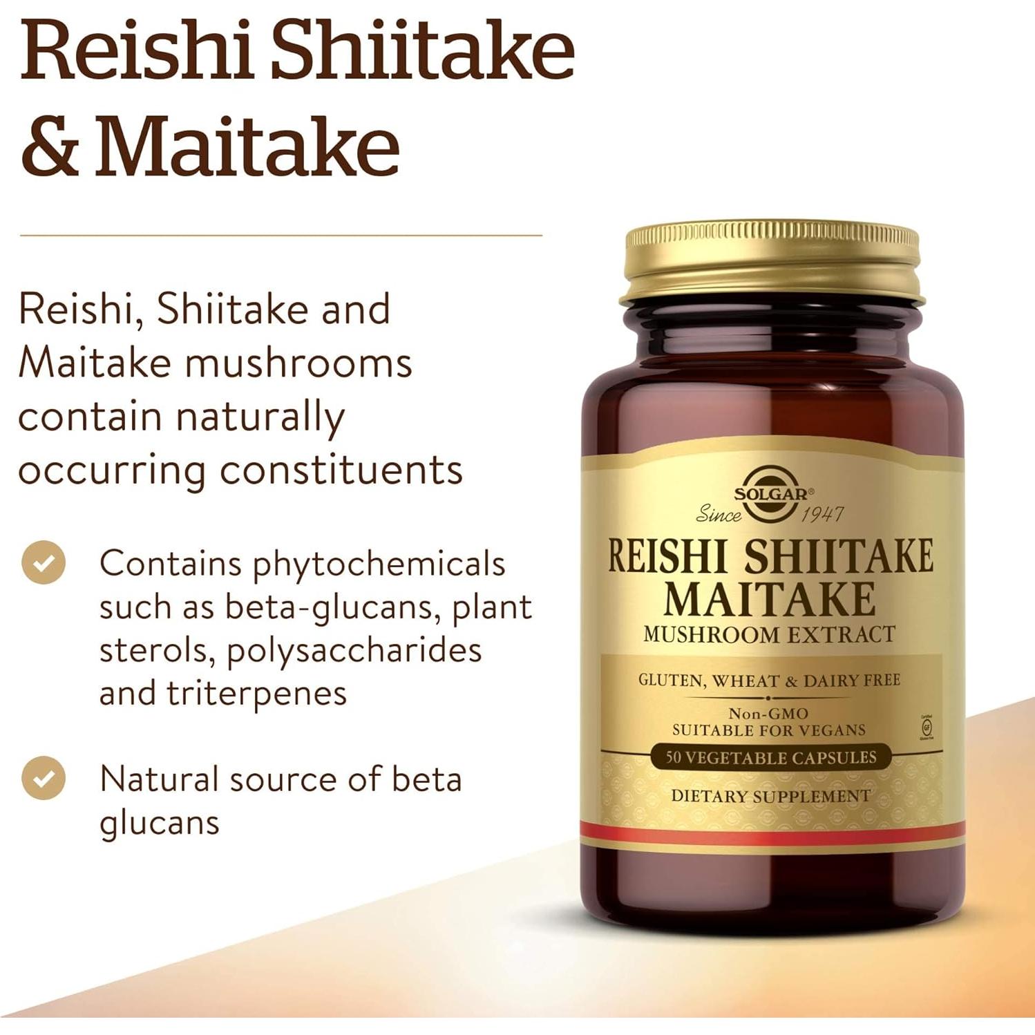 Complejo Multi-Hongo Solgar 50 Cápsulas Veganas - Reishi, Shiitake, Maitake