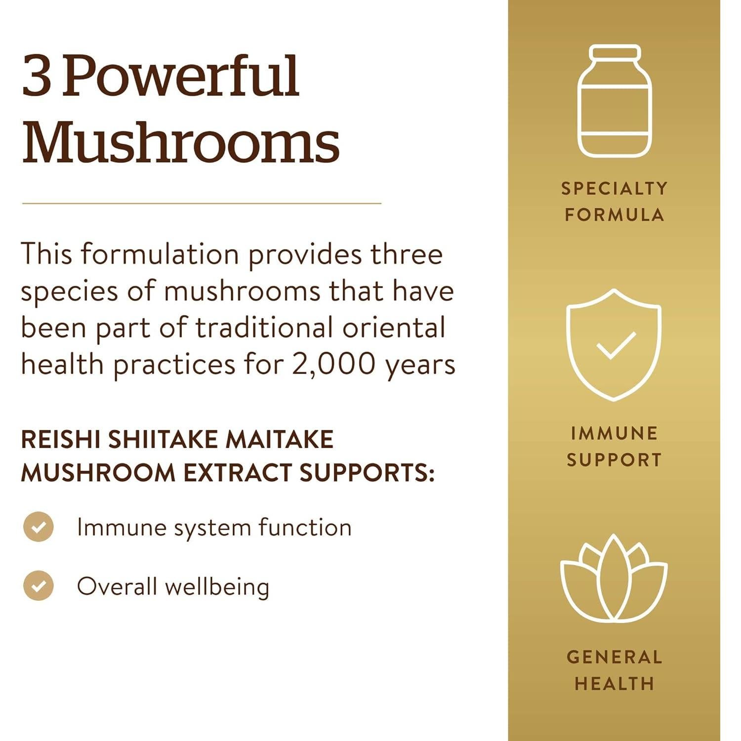 Complejo Multi-Hongo Solgar 50 Cápsulas Veganas - Reishi, Shiitake, Maitake