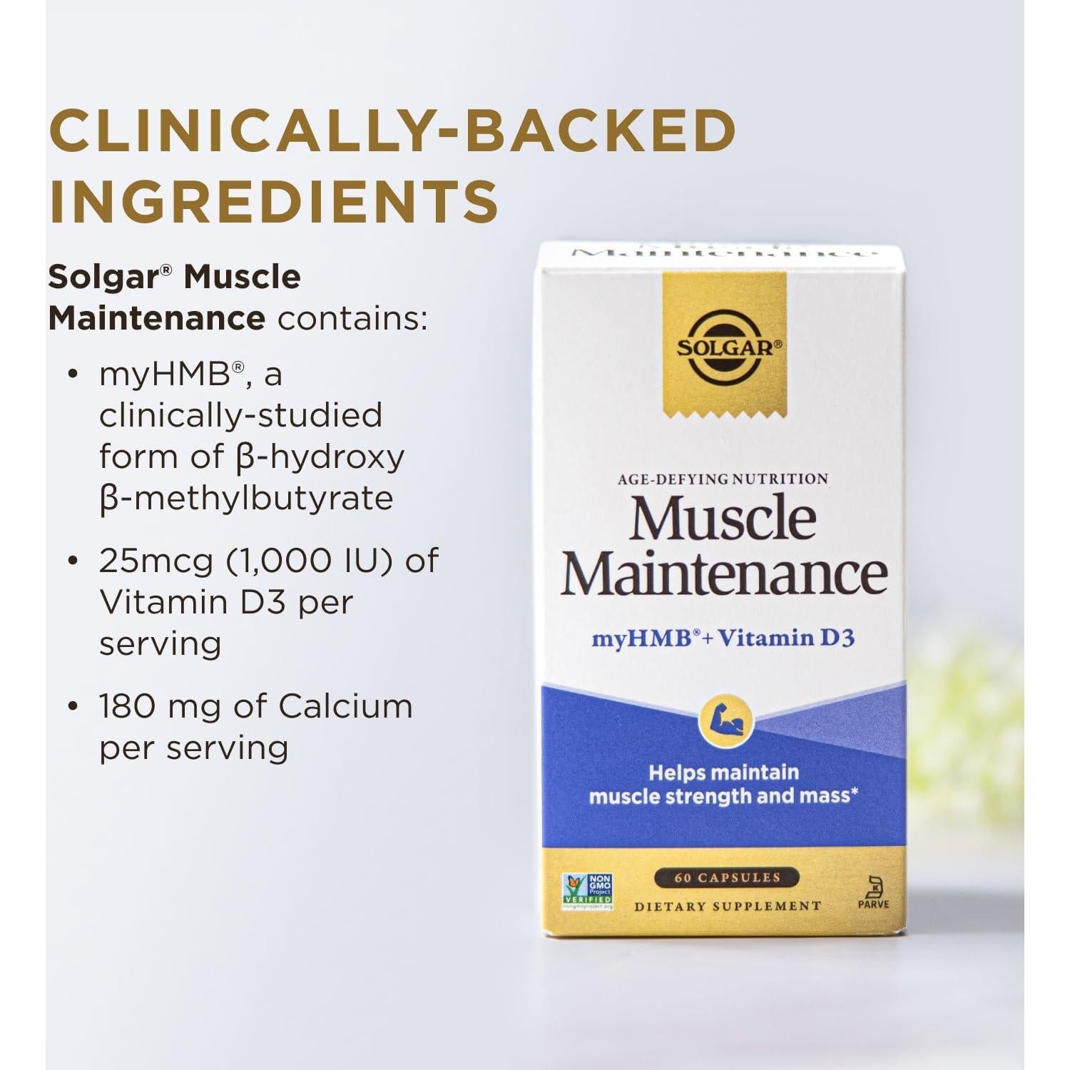 Suplemento Muscular Solgar con HMB y Vitamina D - 20 Porciones