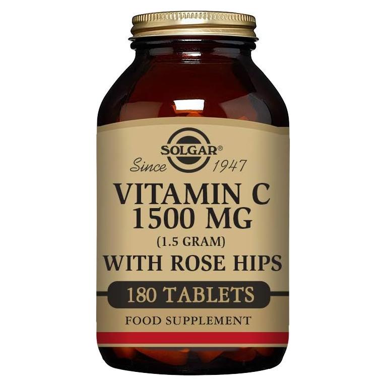 Vitamina C 1500 mg Solgar con Rosa Mosqueta 180 Tabletas