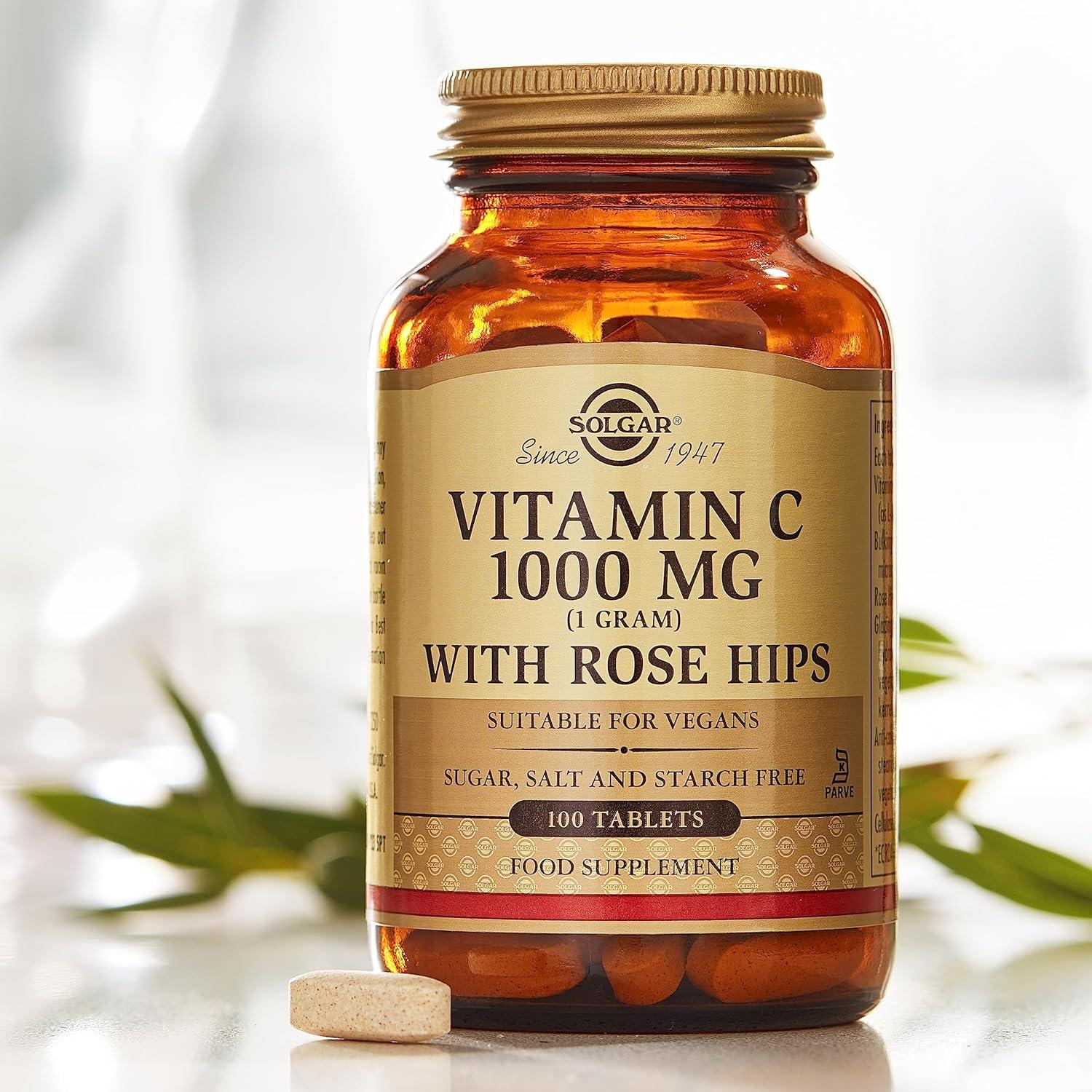 Vitamina C 1500 mg Solgar con Rosa Mosqueta 180 Tabletas