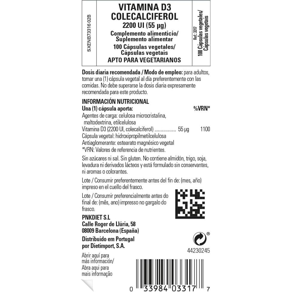 Vitamina D3 Solgar 55 mcg 100 Cápsulas Vegetales - Inmunidad y Huesos