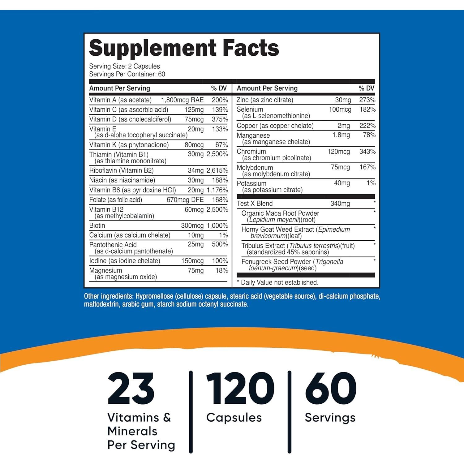 Multivitamina Nutricost para Hombres 120 Cápsulas - Vitaminas y Minerales