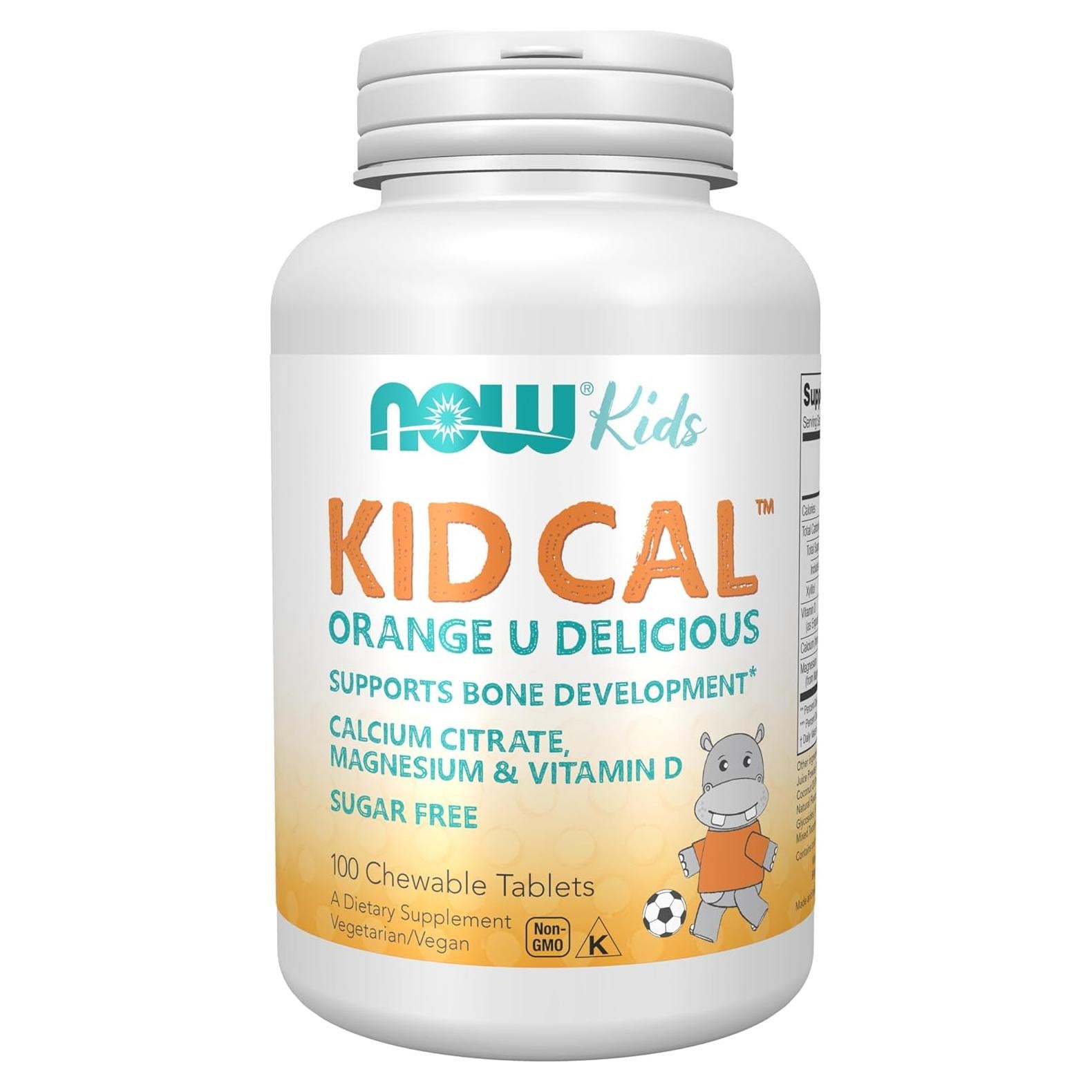 NOW Foods Kid Cal Masticables 100 Unidades Naranja - Calcio, Magnesio y Vitamina D